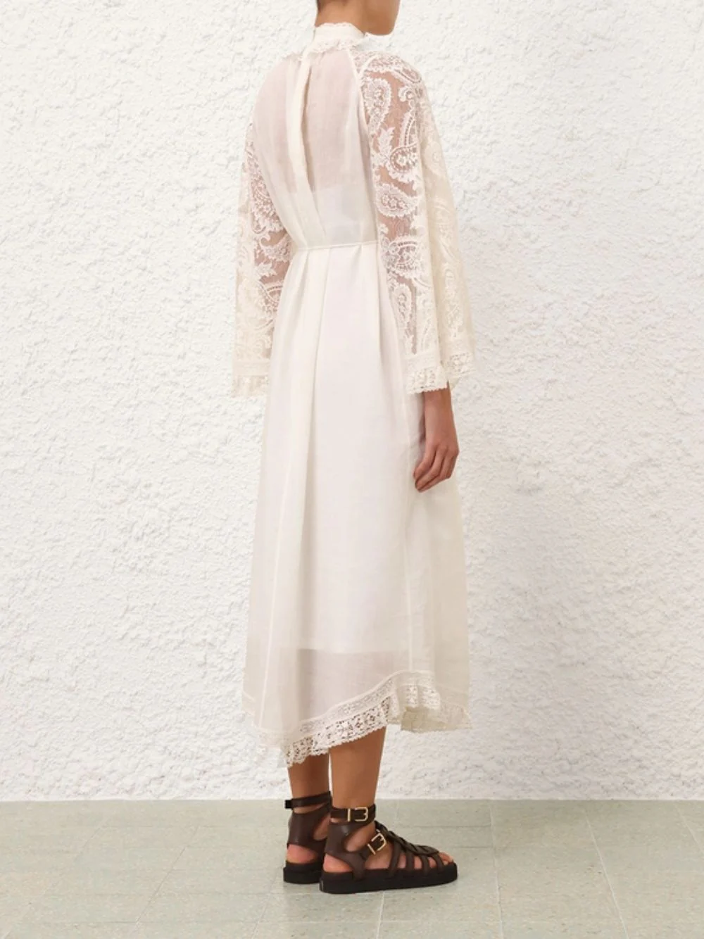 Cream Ascension Lace Yoke Midi Dress - Image 4