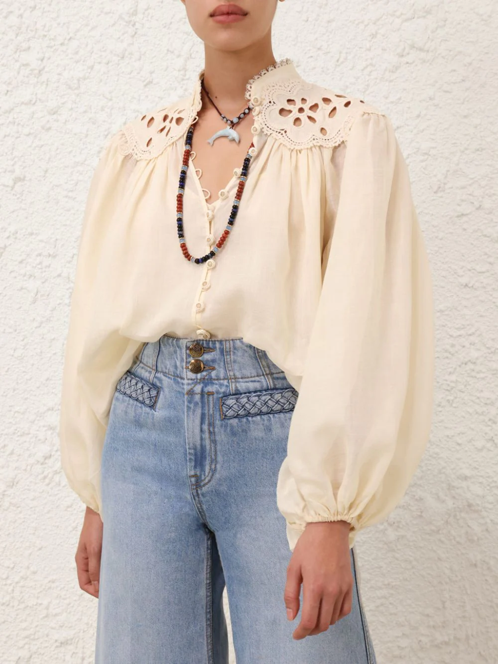 Cream Coco Embroidered Ramie Blouse - Image 3