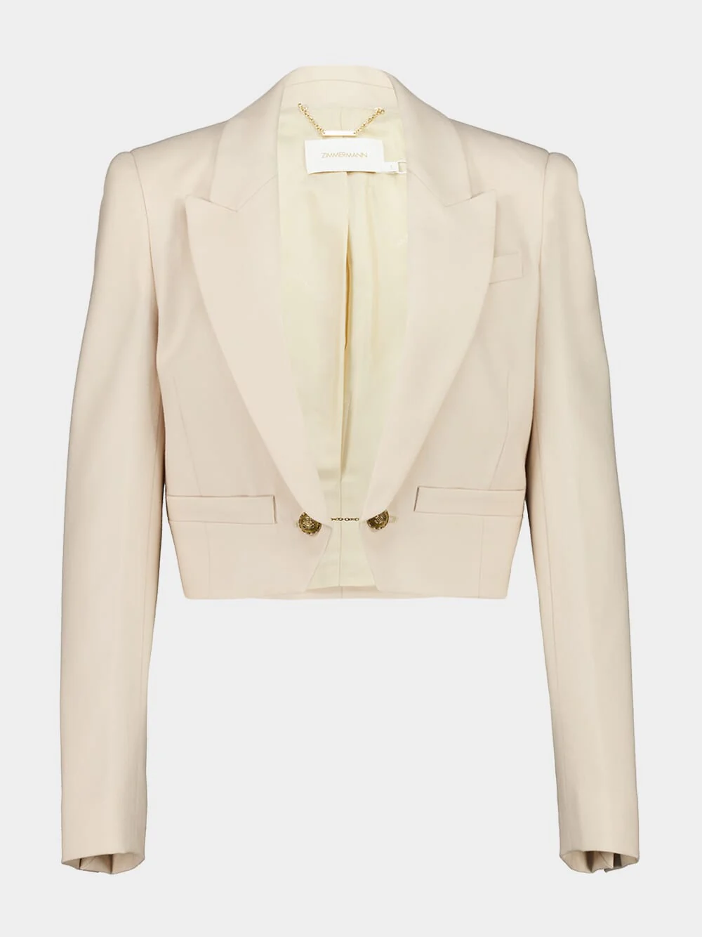 Cream Cropped Hypnotic Wool Blazer