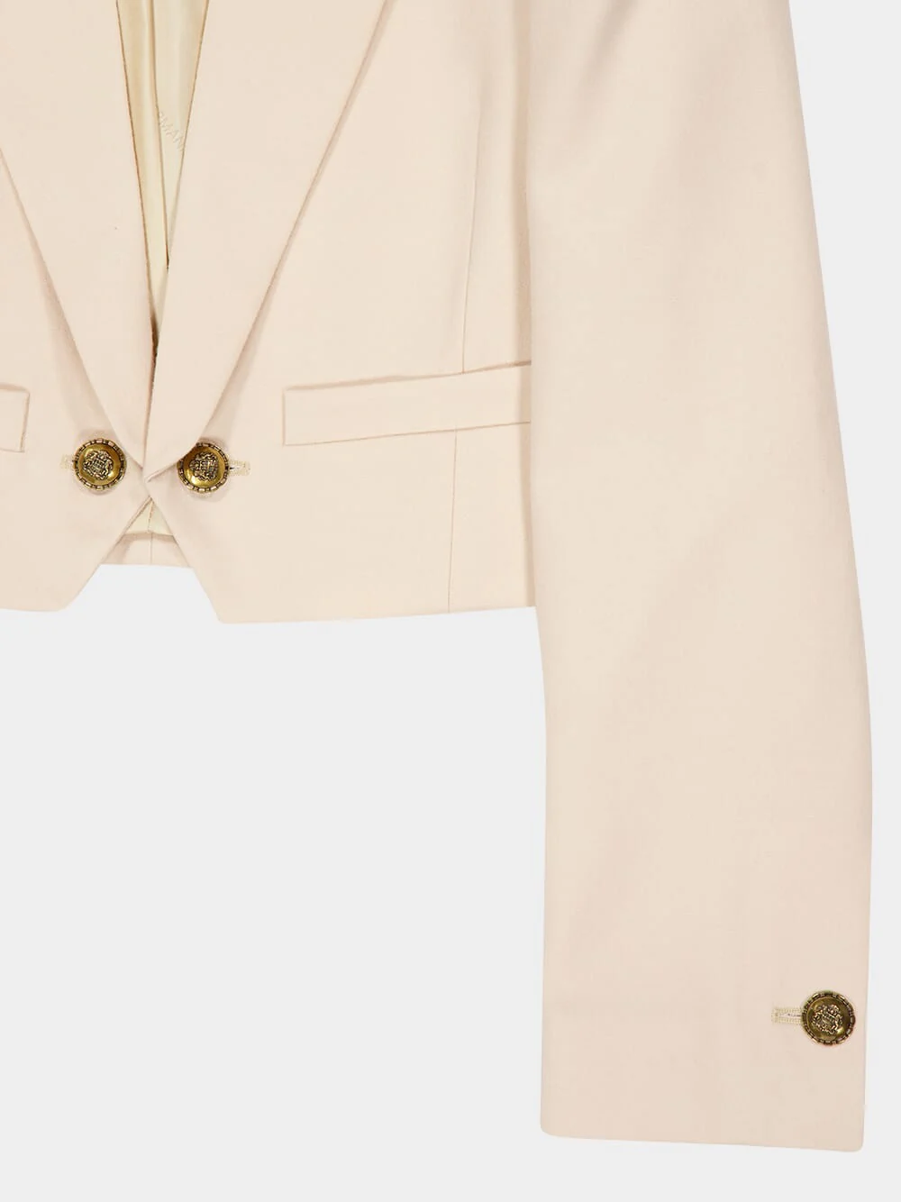Cream Cropped Hypnotic Wool Blazer - Image 4