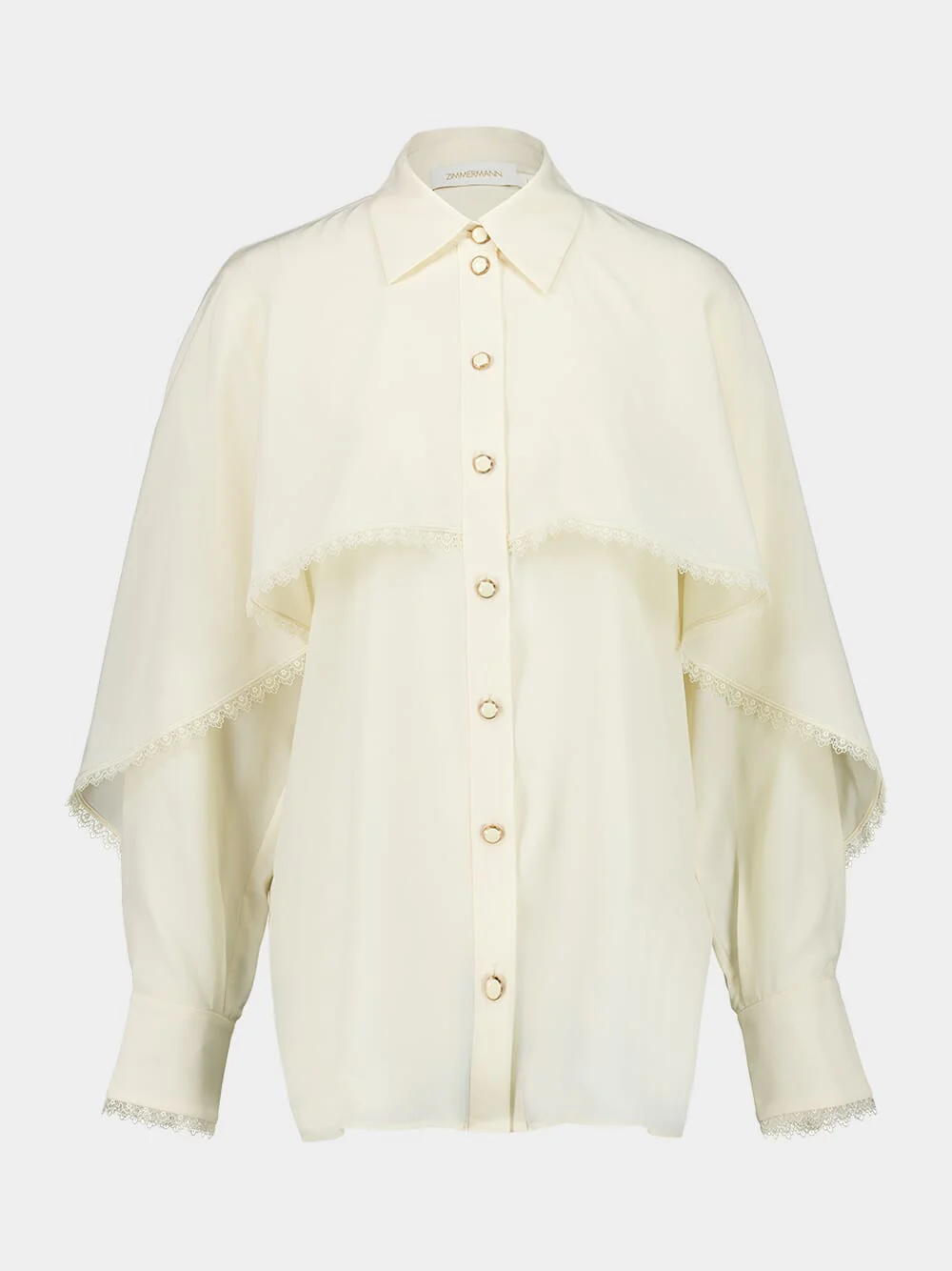 Cream Fringed Cape Blouse - Image 5