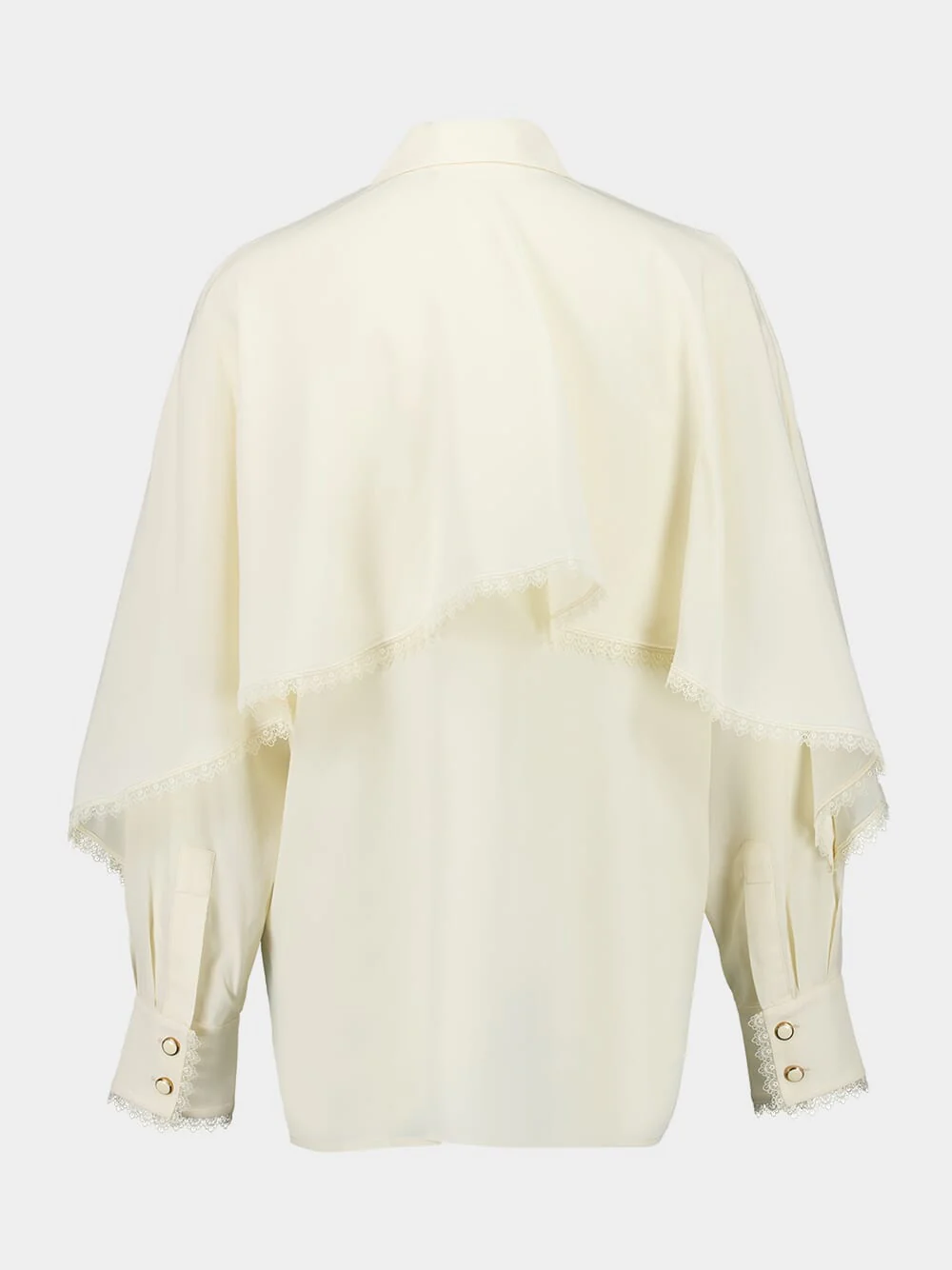 Cream Fringed Cape Blouse - Image 6