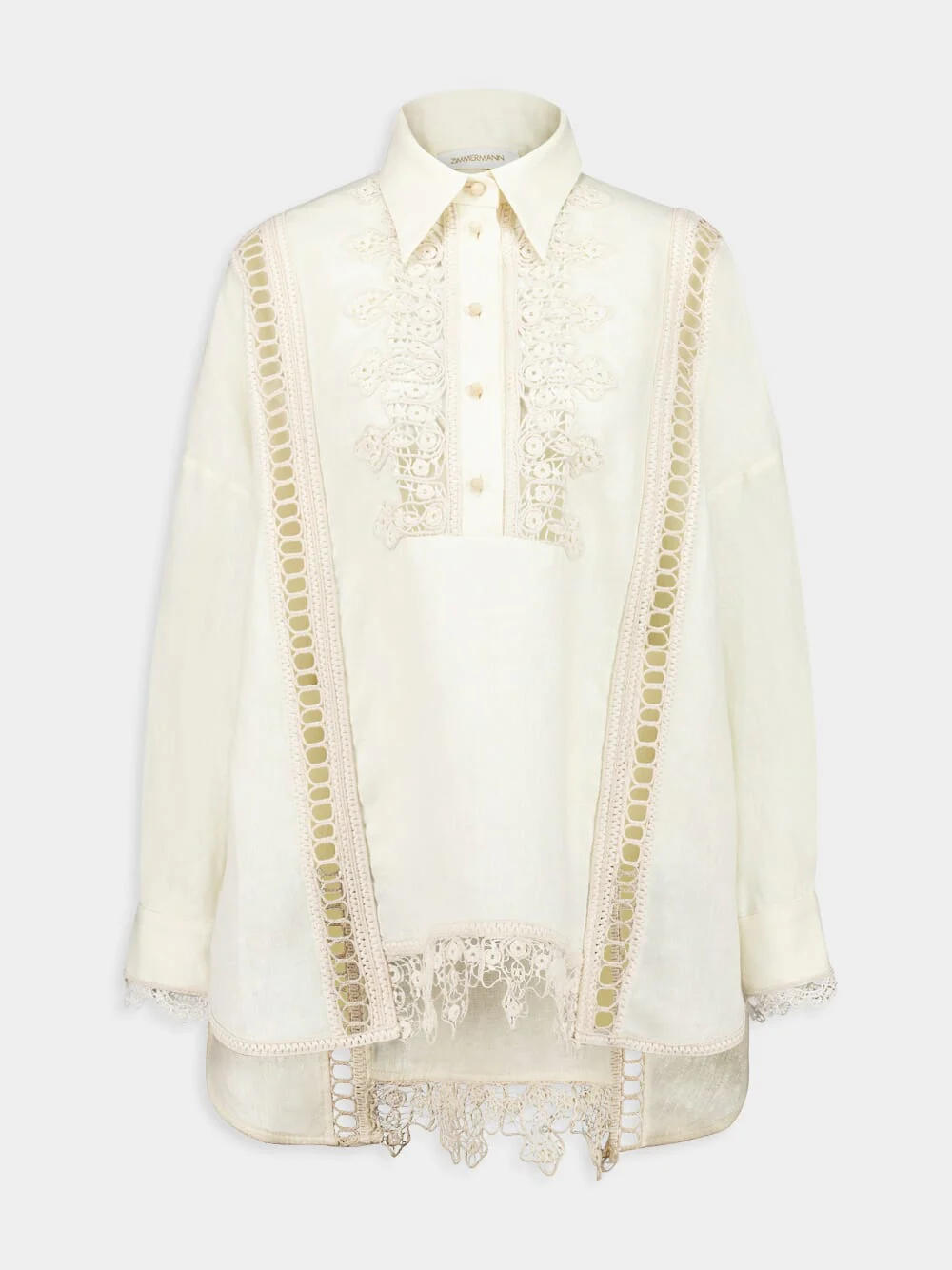 Cream Illuminate Trimmed Shirt