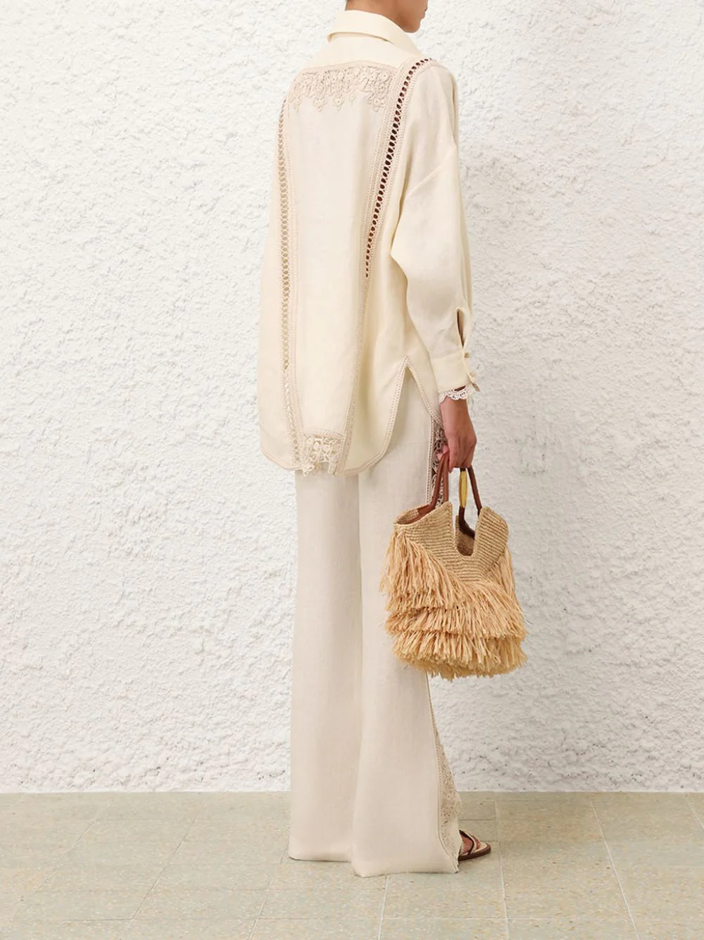 Cream Illuminate Trimmed Shirt - Image 10