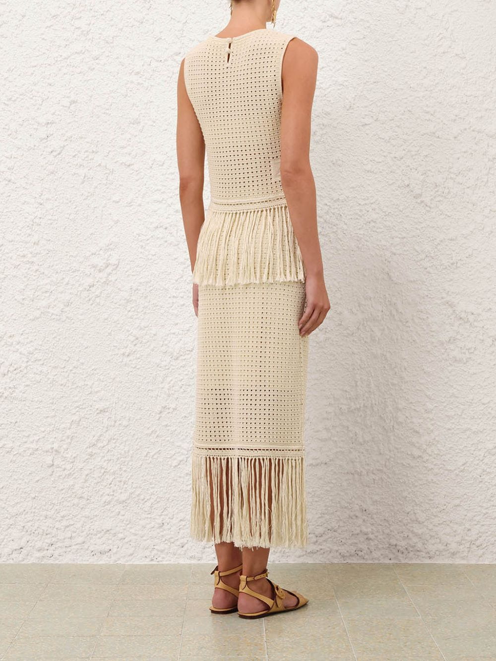 Cream Indra Crochet Fringe Tank - Image 4
