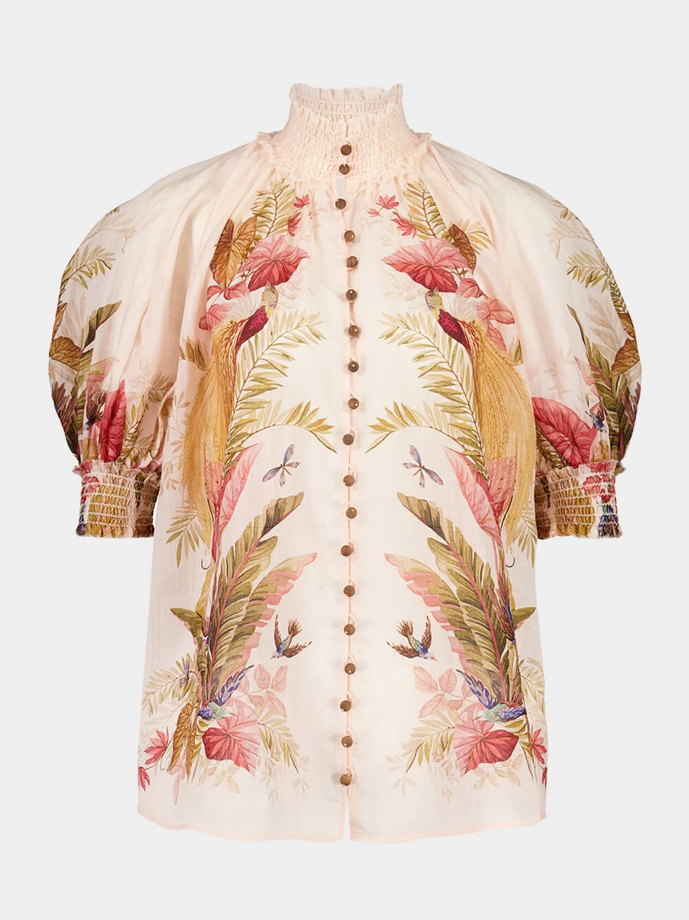 Cream Palm Floral Ascension Billow Blouse