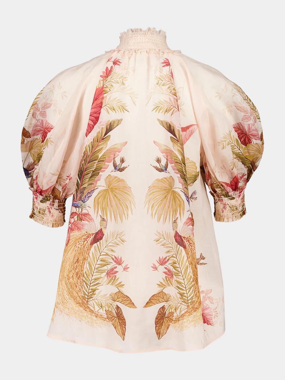 Cream Palm Floral Ascension Billow Blouse - Image 2