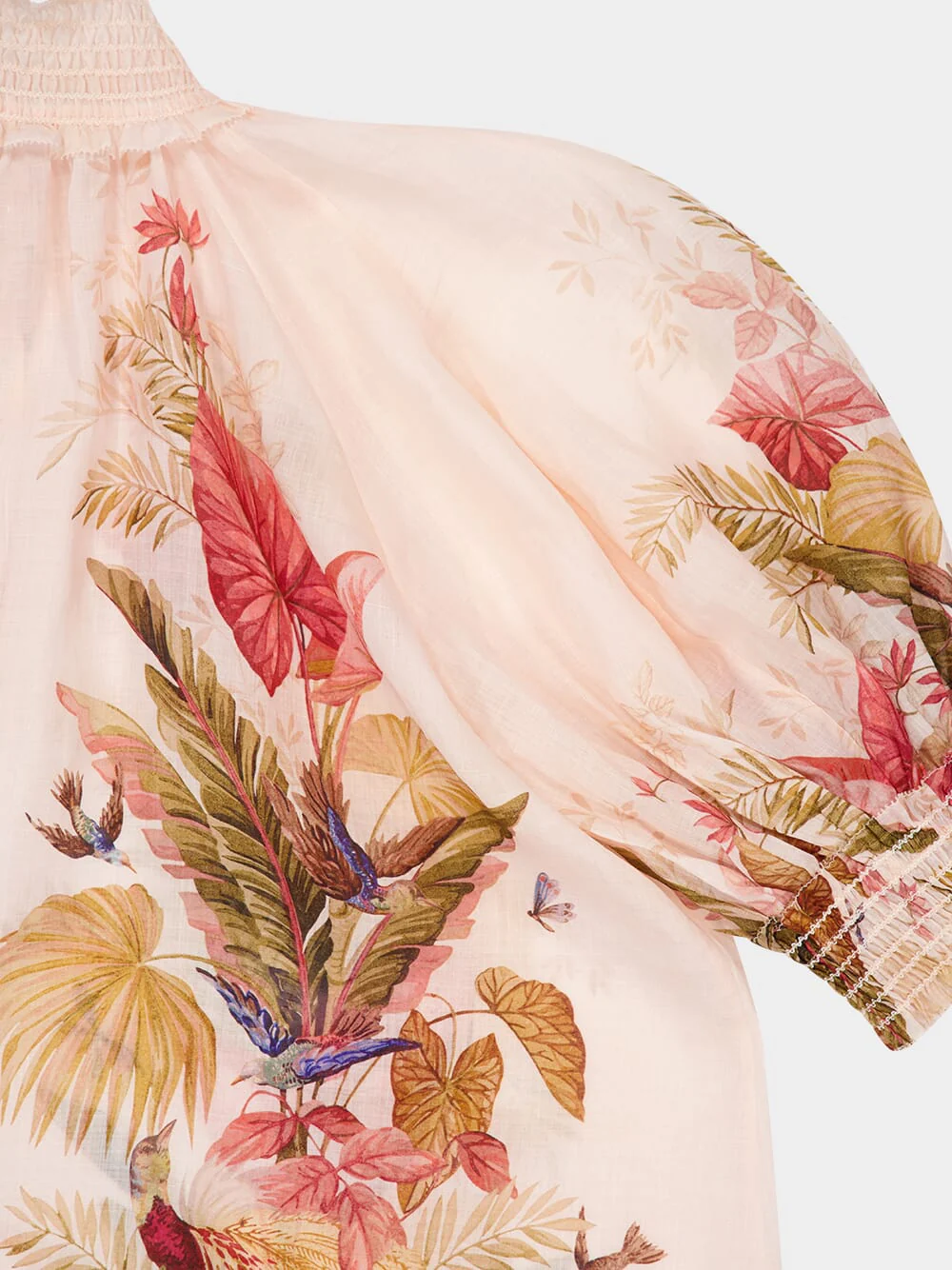 Cream Palm Floral Ascension Billow Blouse - Image 4