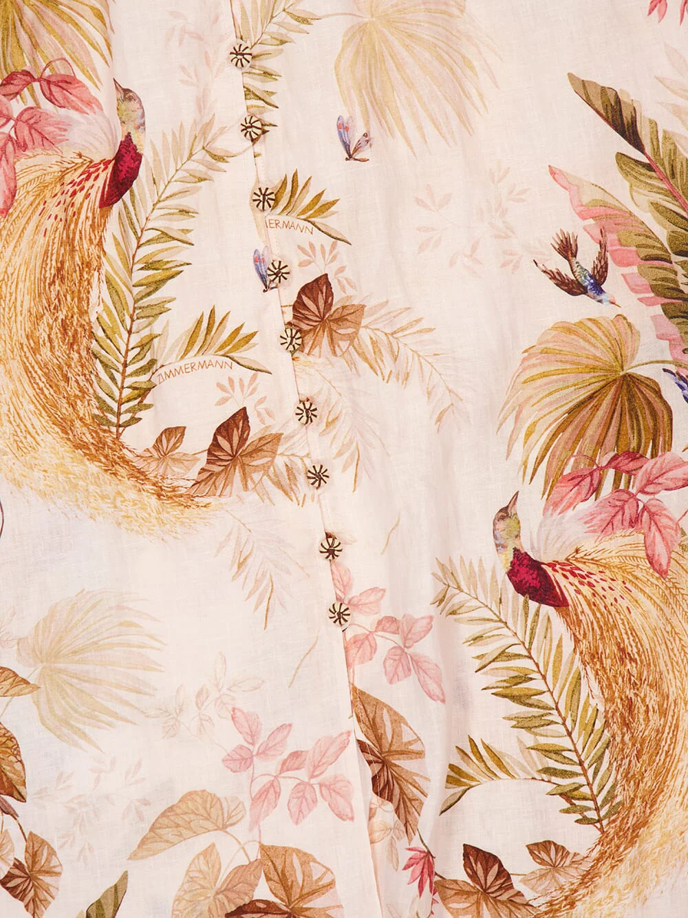 Cream Palm Floral Ascension Plunge Midi Dress - Image 4