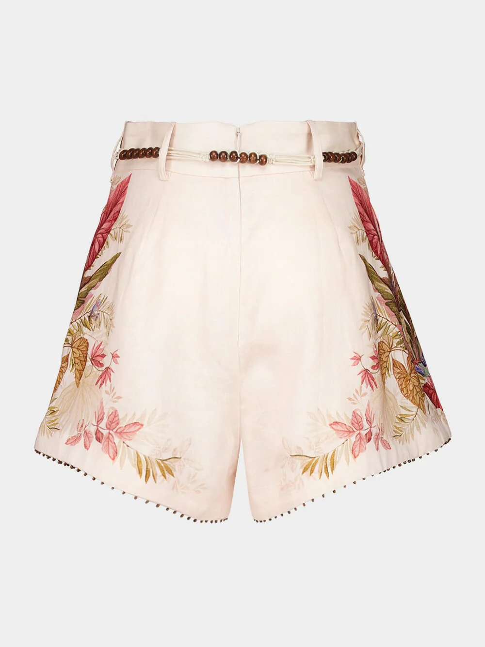Cream Palm Floral Ascension Tuck Shorts - Image 3