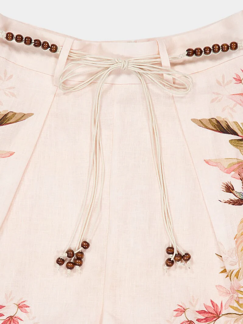 Cream Palm Floral Ascension Tuck Shorts - Image 5