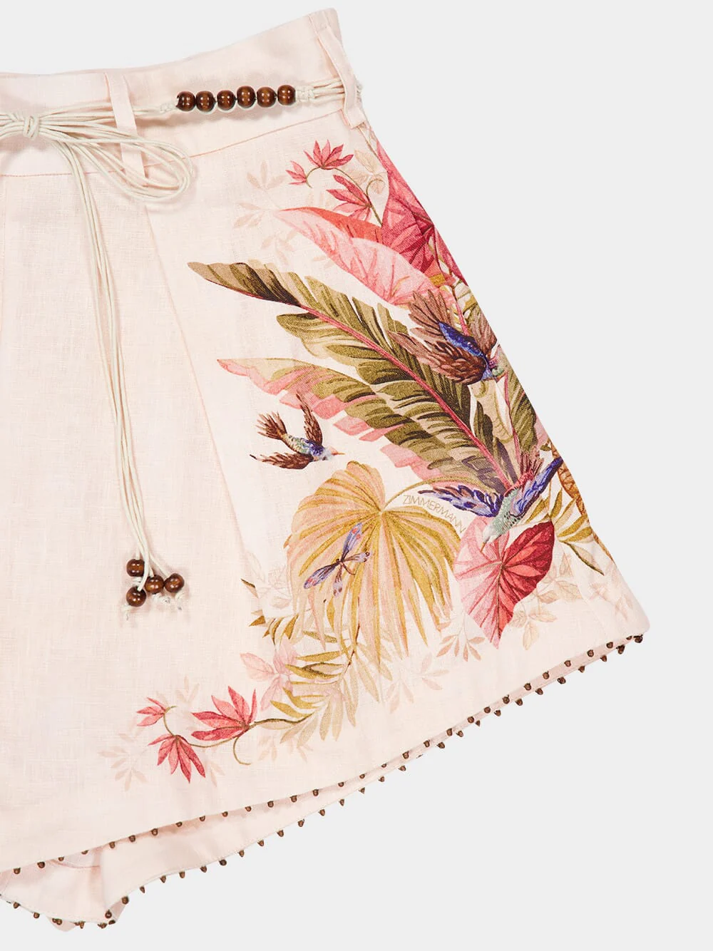 Cream Palm Floral Ascension Tuck Shorts - Image 6