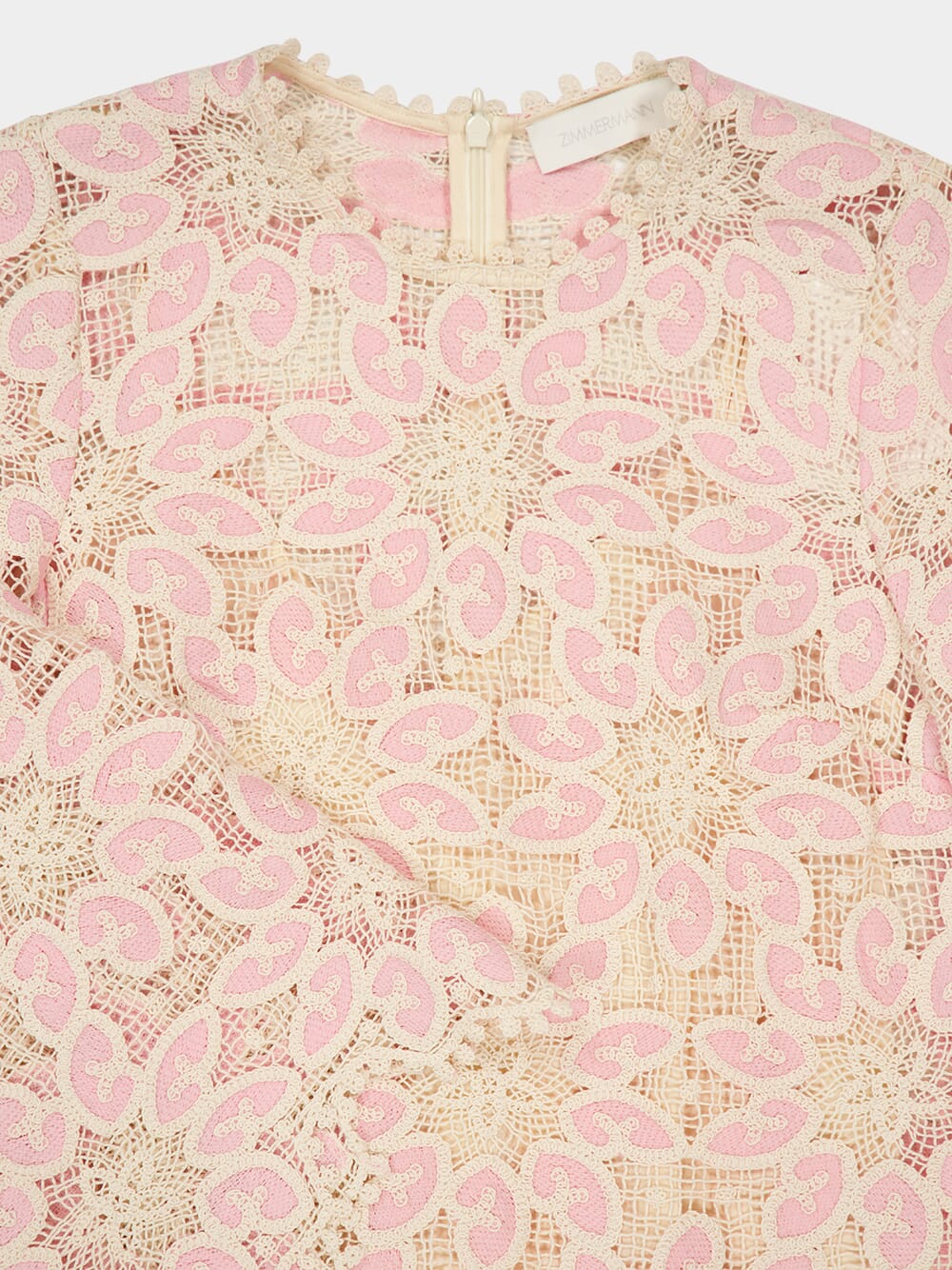Cream Pink Ottie Lace Midi Dress - Image 3