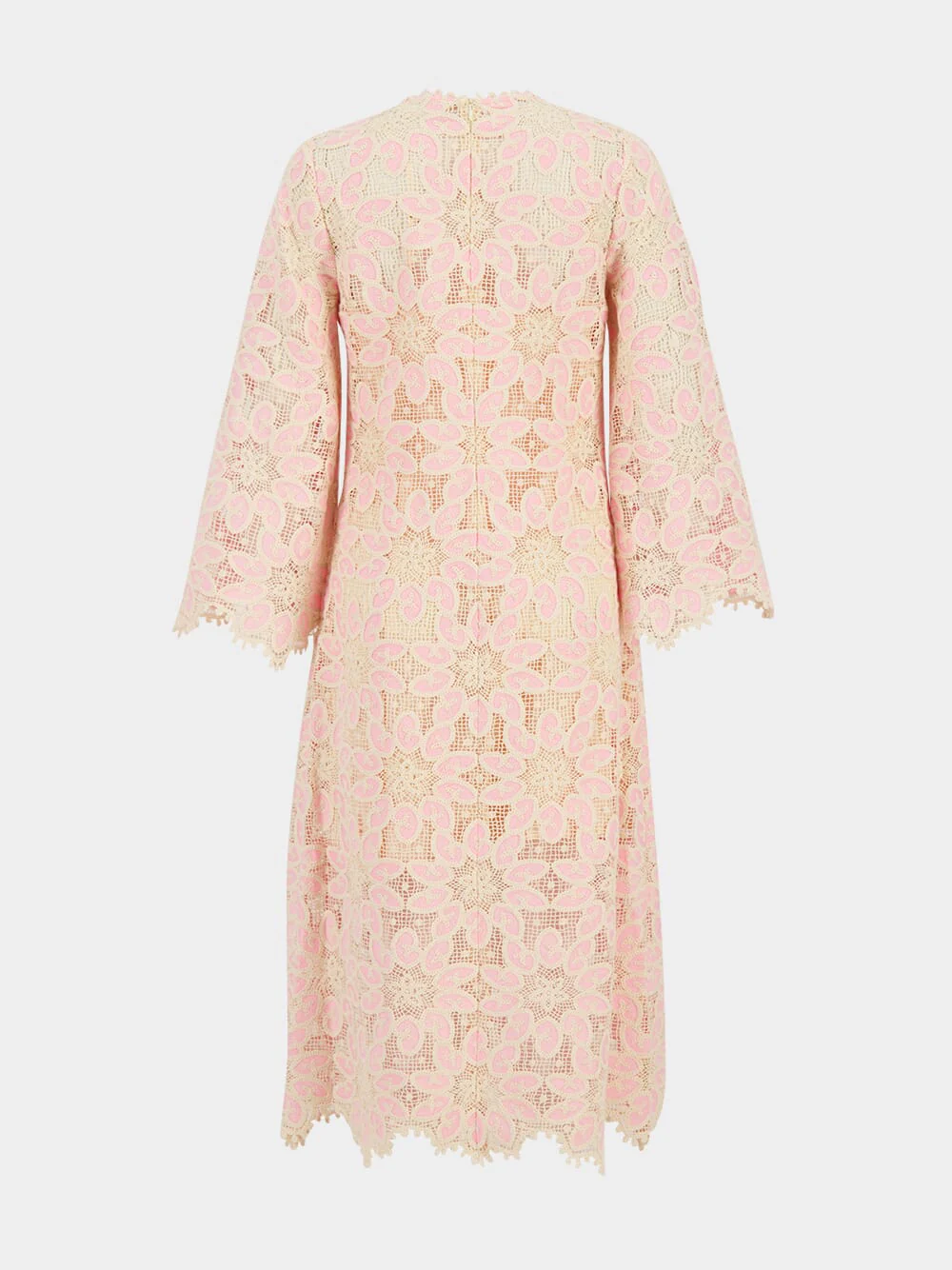 Cream Pink Ottie Lace Midi Dress - Image 6