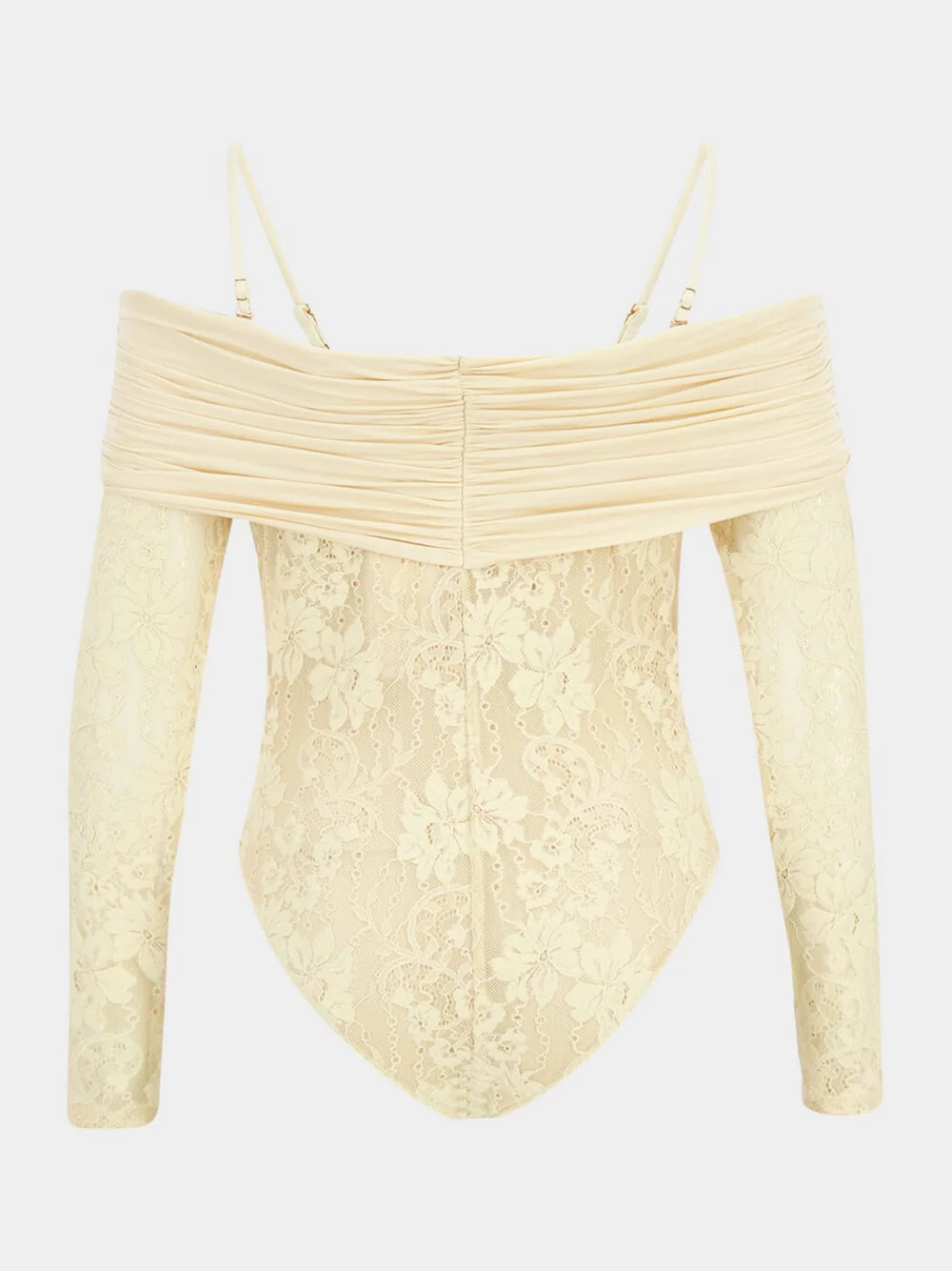 Cream Rebellion Draped Lace Bodysuit - Image 2