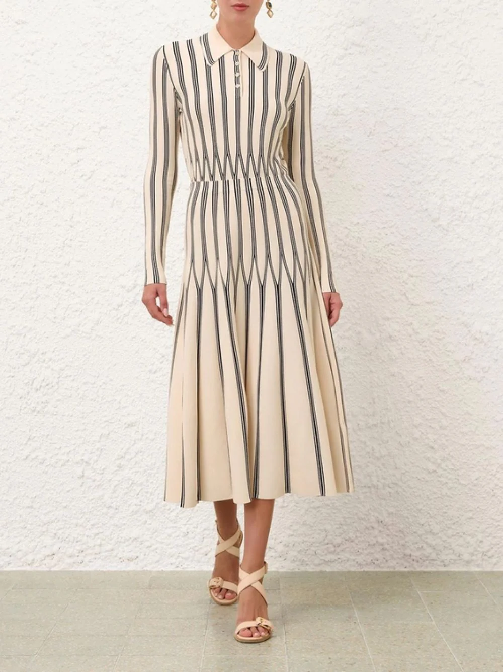 Cream Rebellion Striped Midi Skirt - Image 2