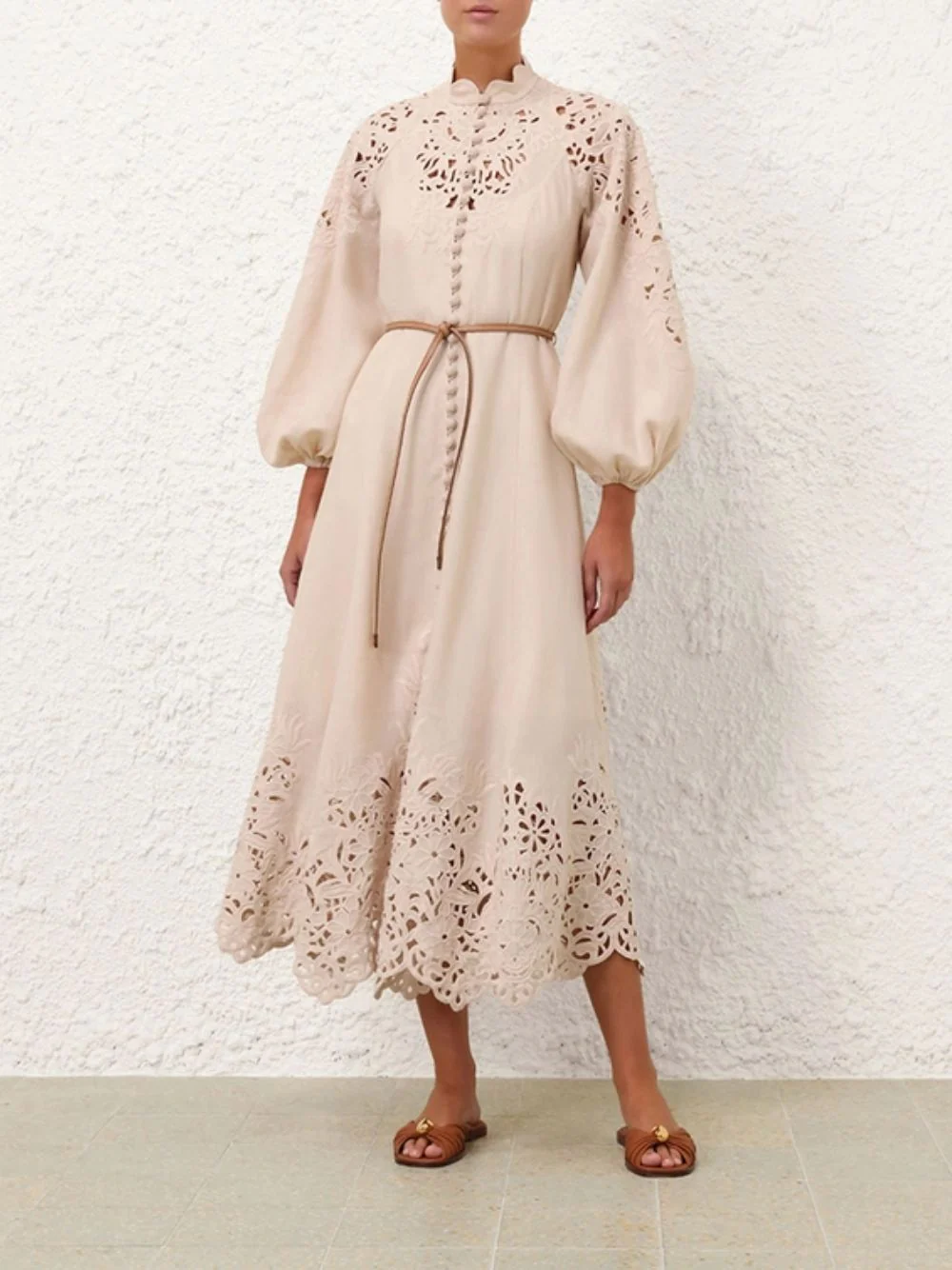 Cream Wylie Embroidered Billow Dress - Image 2
