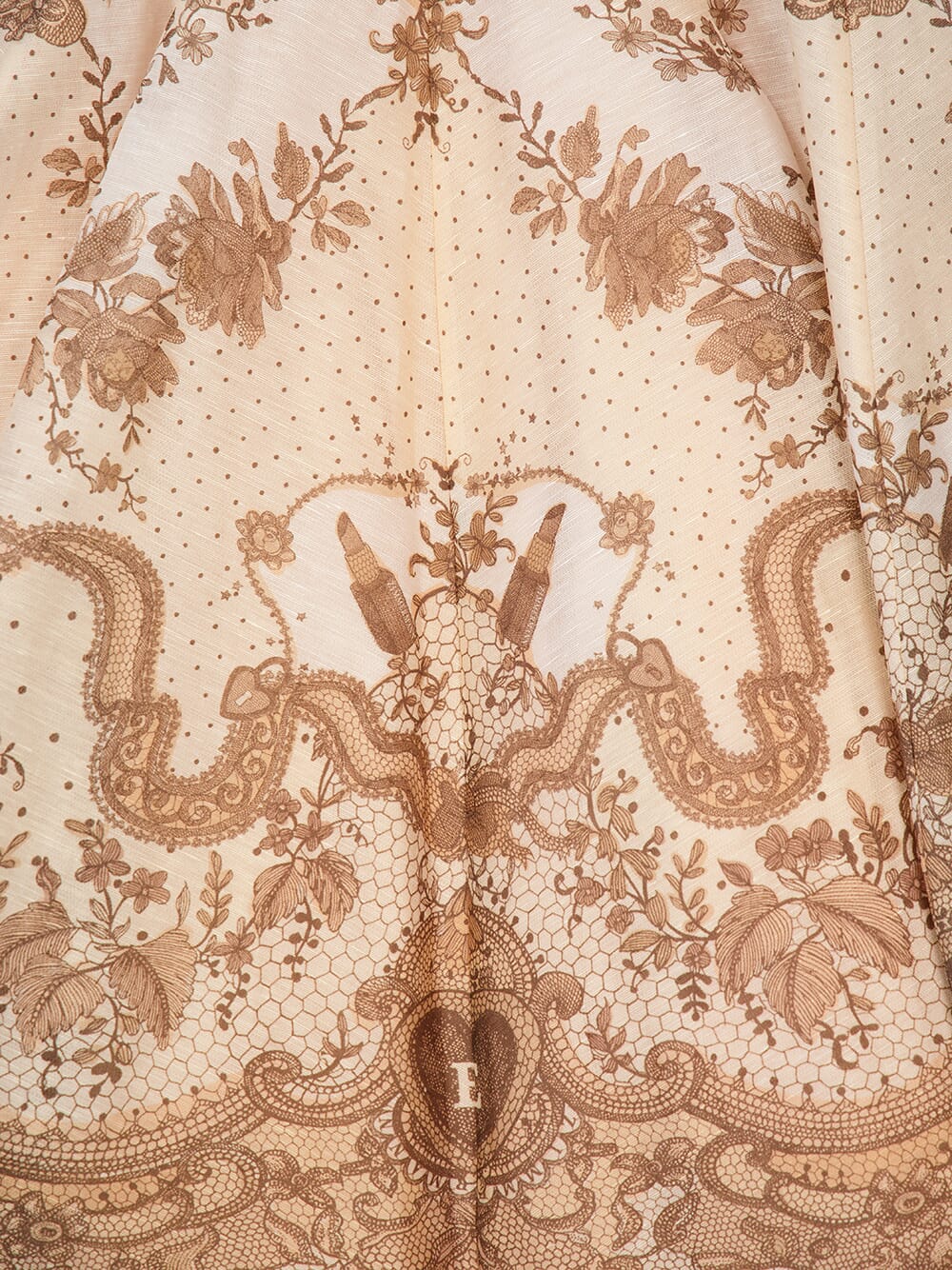 Crush Twist Front Peach Lace Print Midi Dress - Image 7
