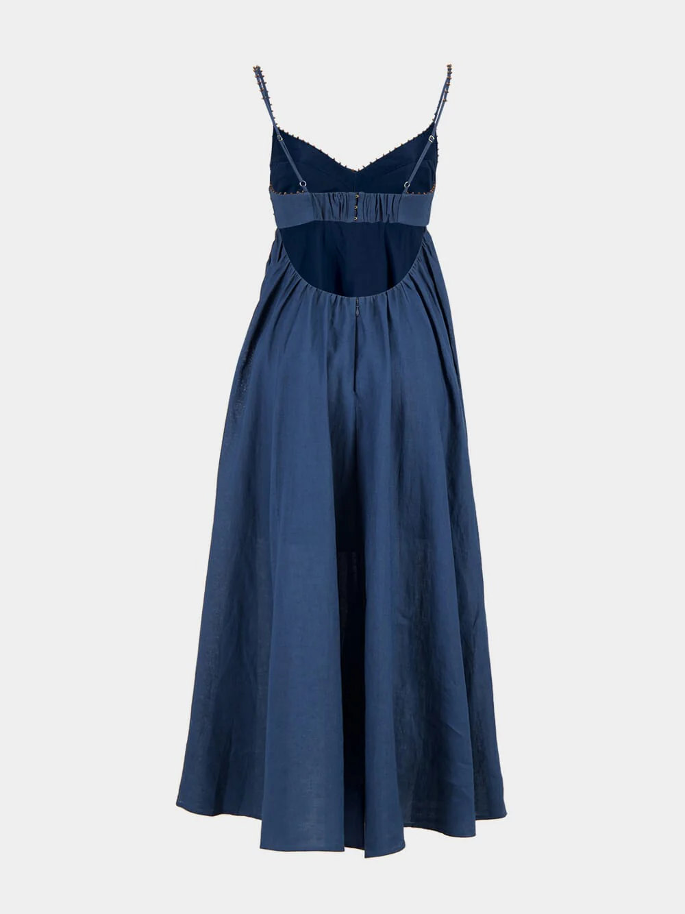 Dark Blue Ascension Twist Front Linen Dress - Image 3
