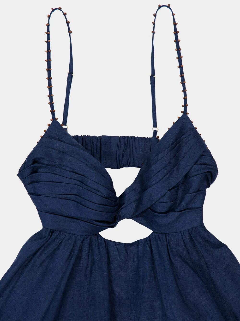 Dark Blue Ascension Twist Front Linen Dress - Image 5