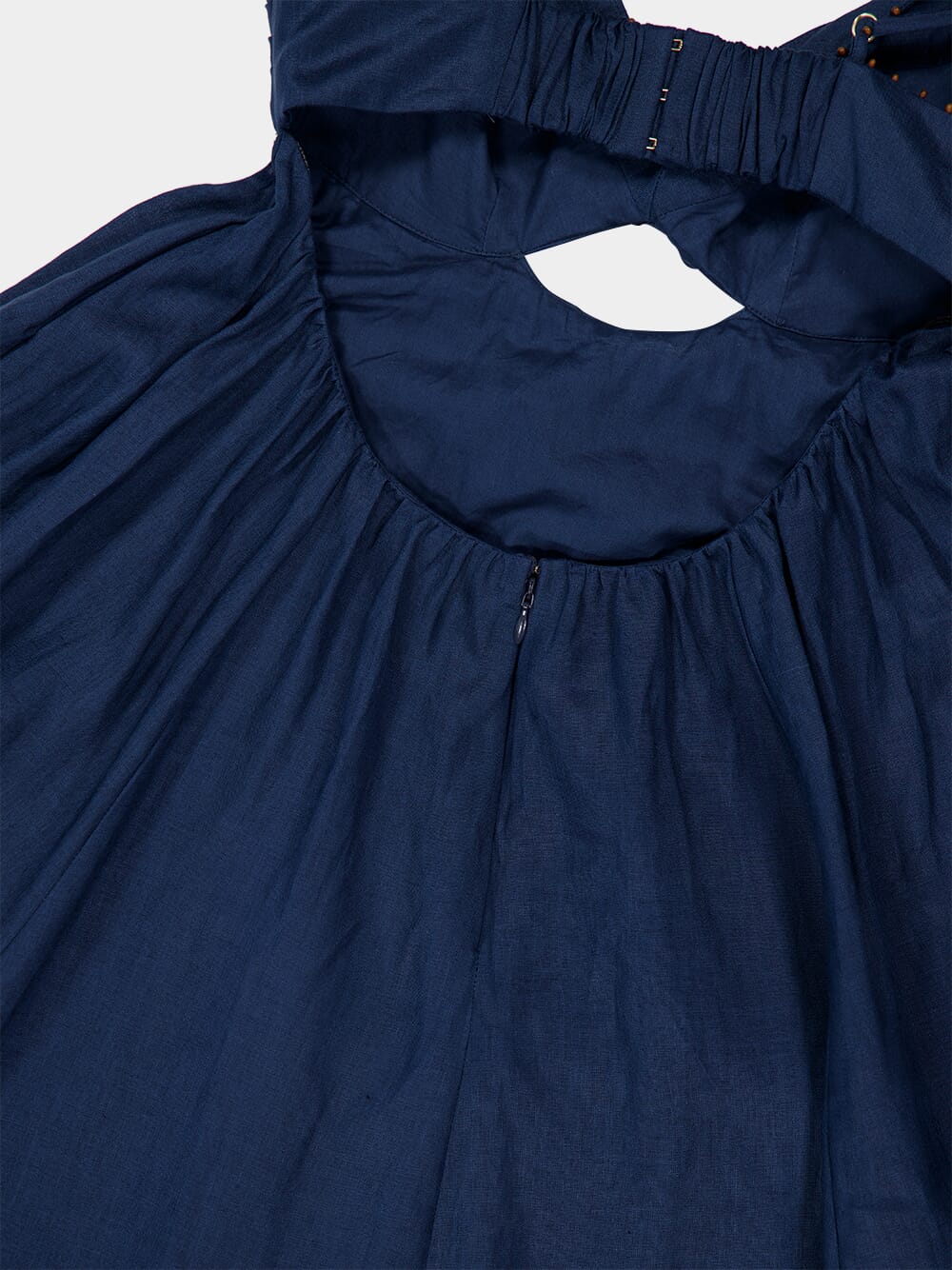 Dark Blue Ascension Twist Front Linen Dress - Image 6