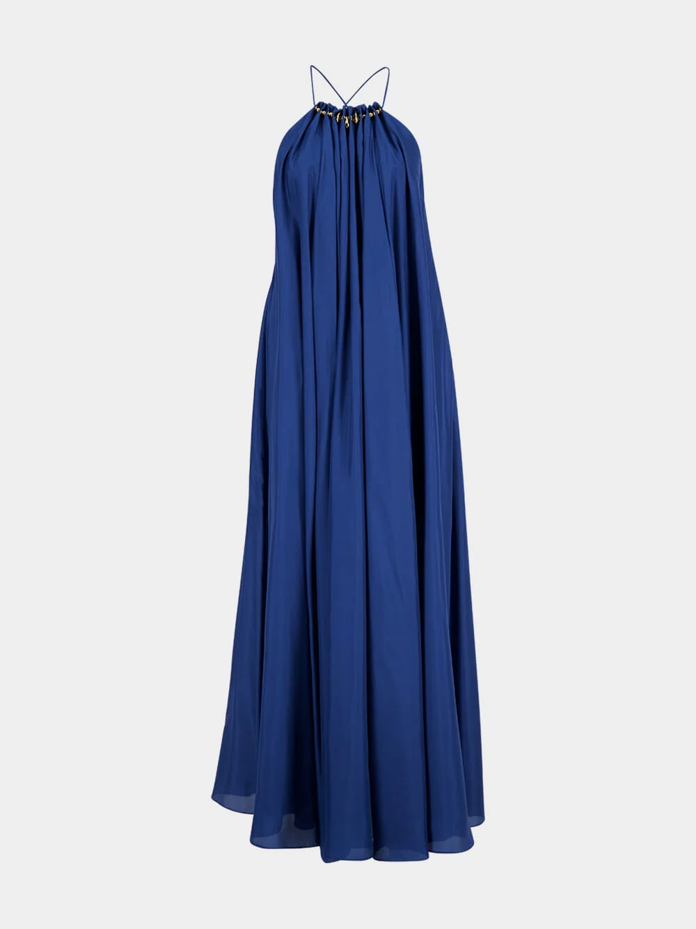 Dark Cobalt Aster Silk Maxi Dress
