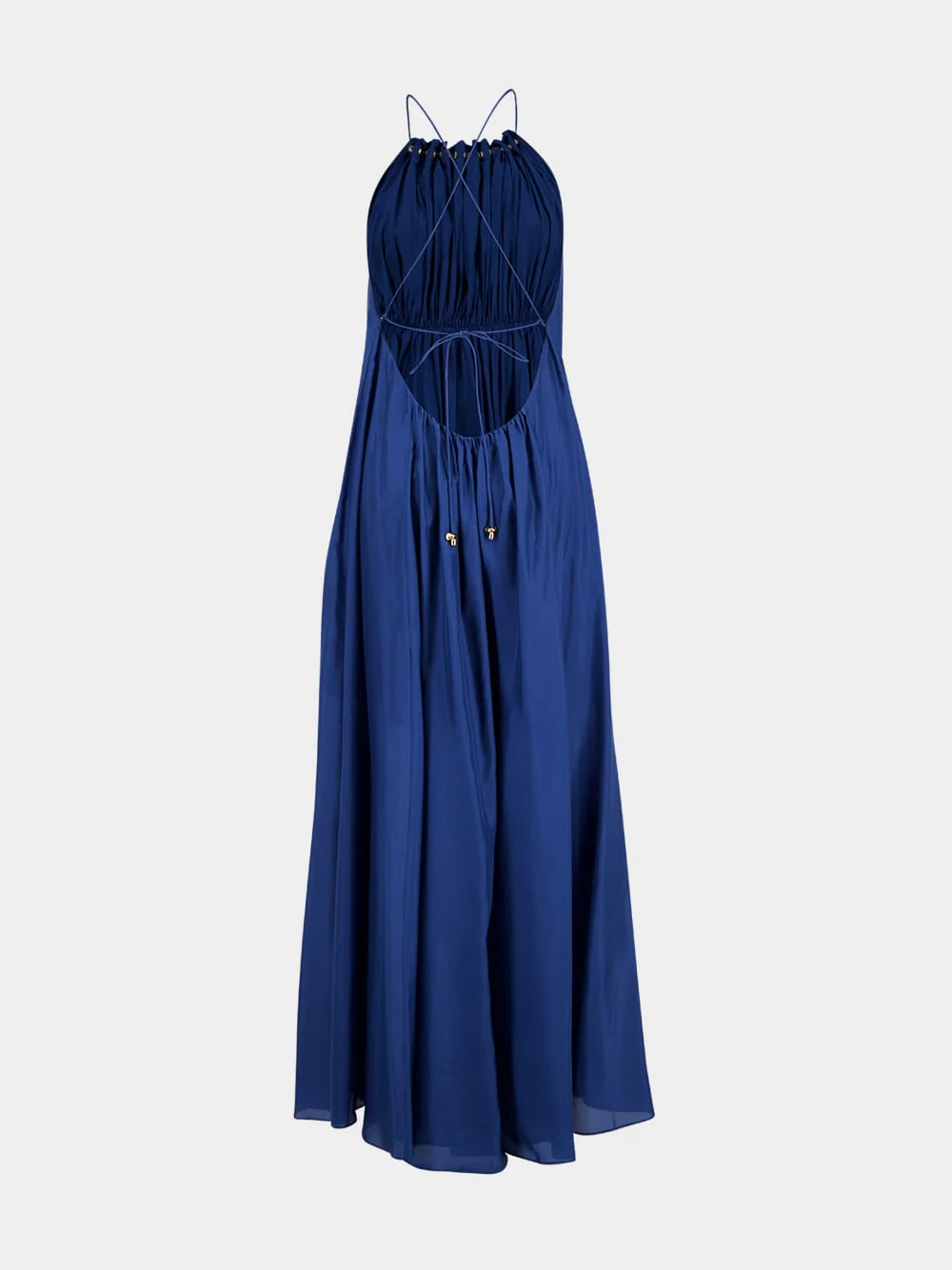 Dark Cobalt Aster Silk Maxi Dress - Image 3