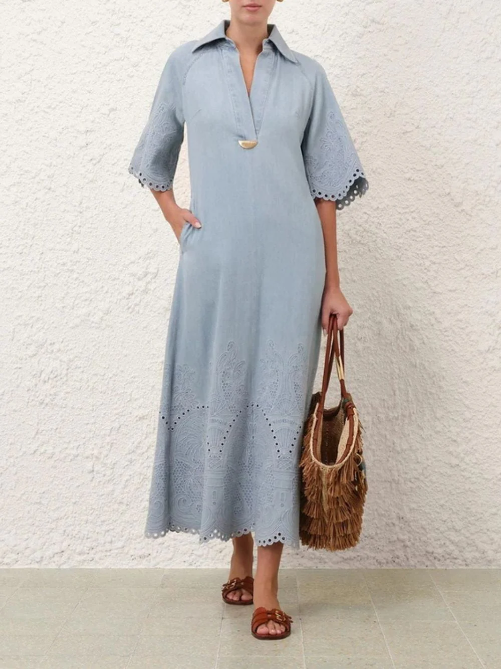 Daylight Ice Storm Denim Midi Dress