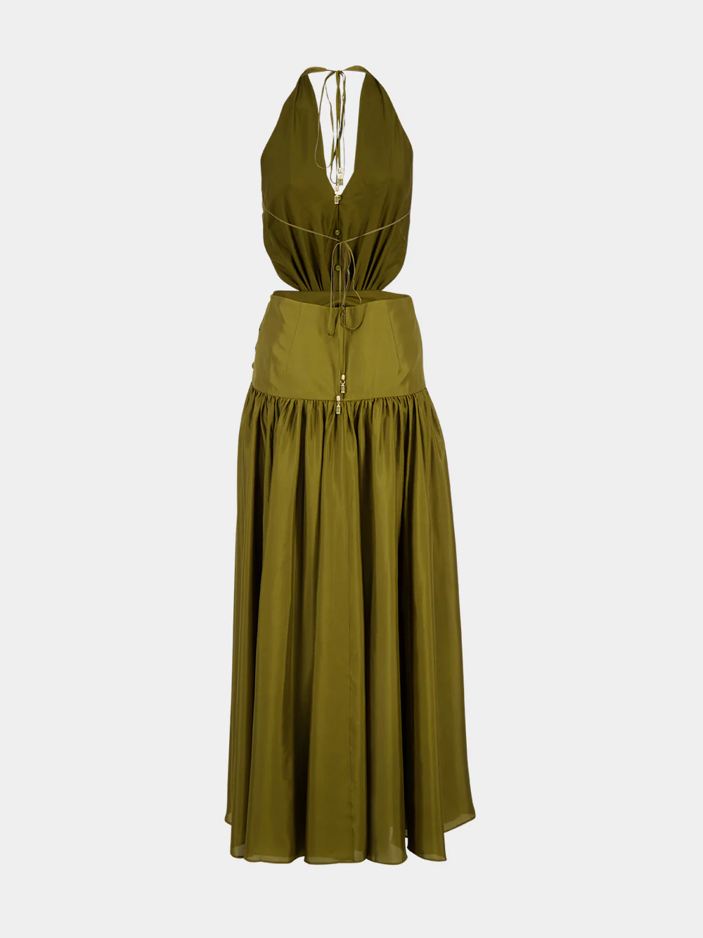 Indra Plunge Silk Halter Maxi Dress - Image 2