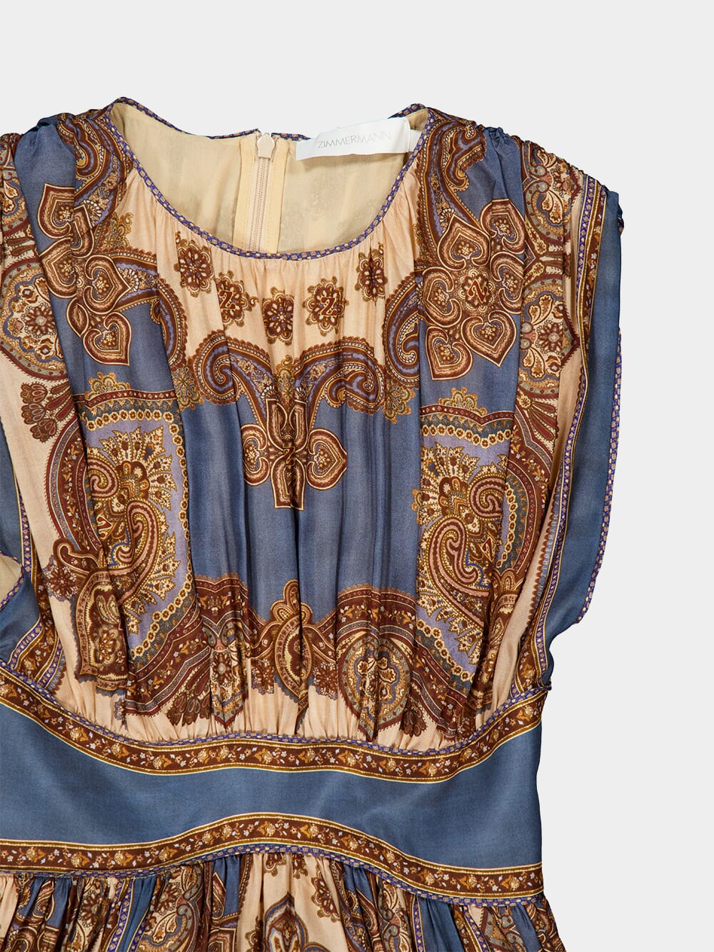 Dark Blue Paisley Mahon Silk Maxi Dress - Image 3
