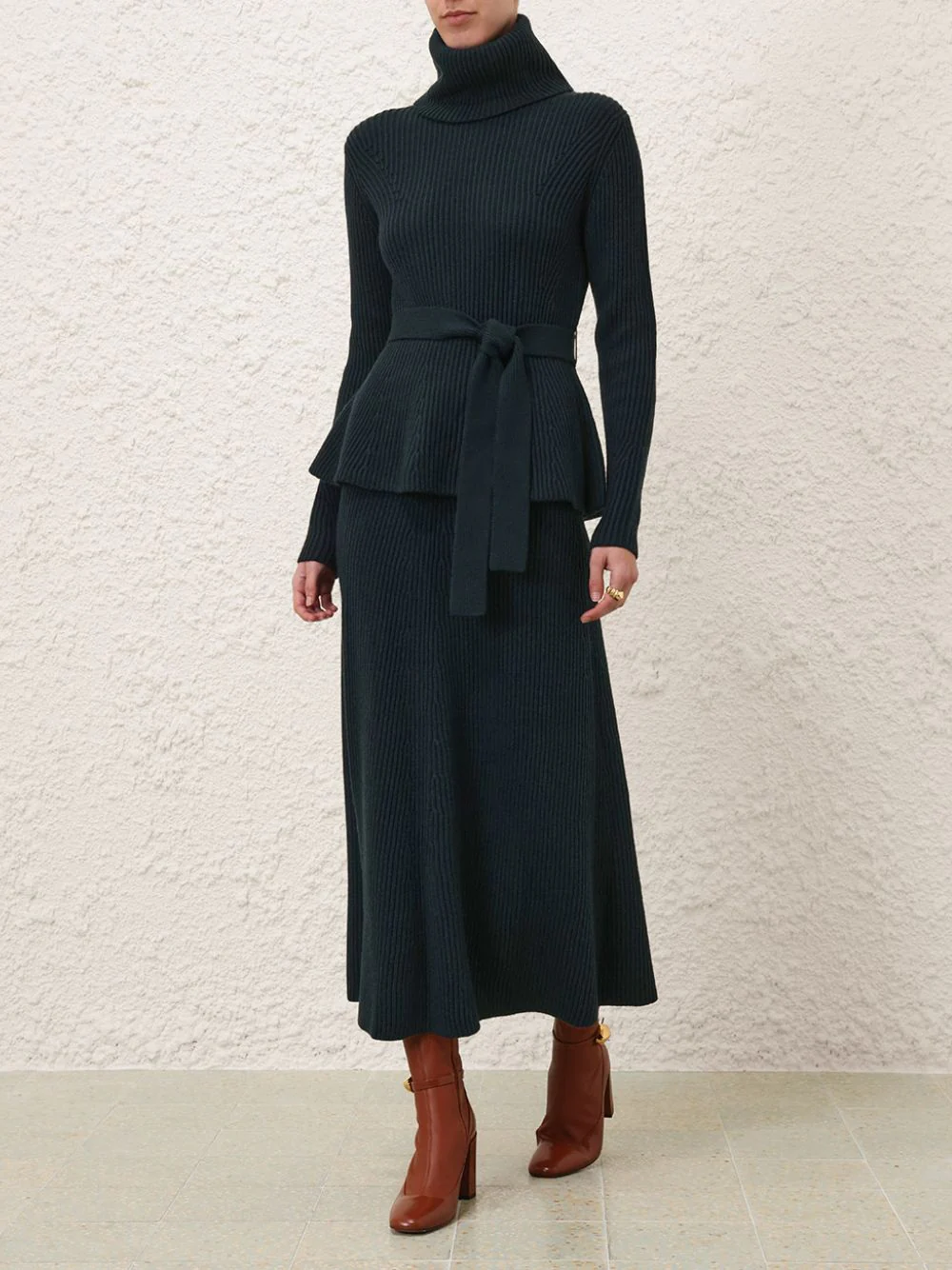 Forest Green Knit Midi Skirt - Image 2