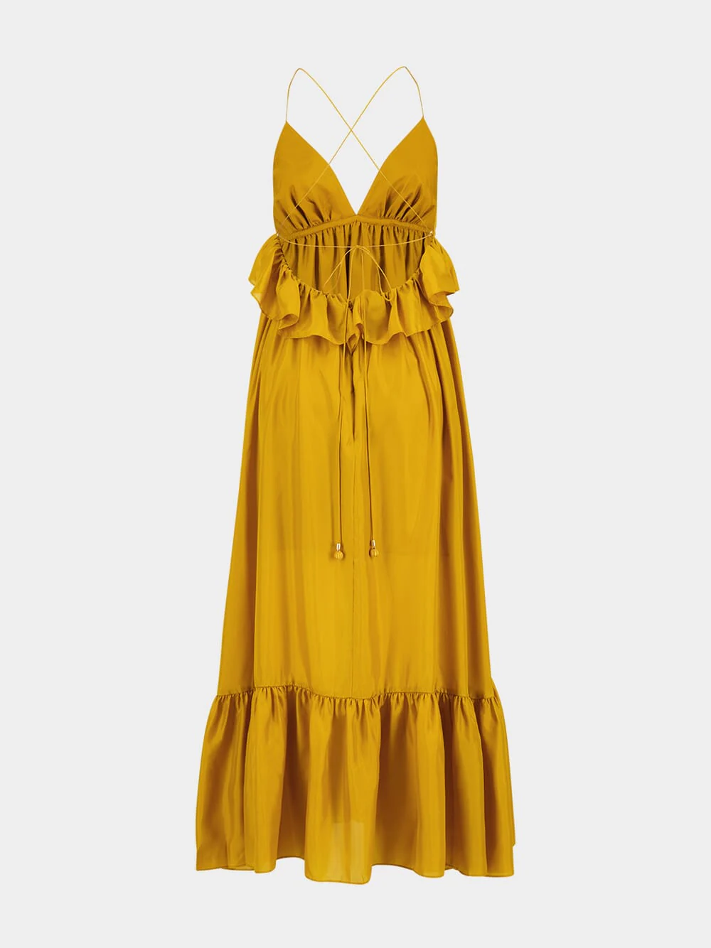 Gold Rhiannon Ruffle Silk Maxi Dress - Image 2