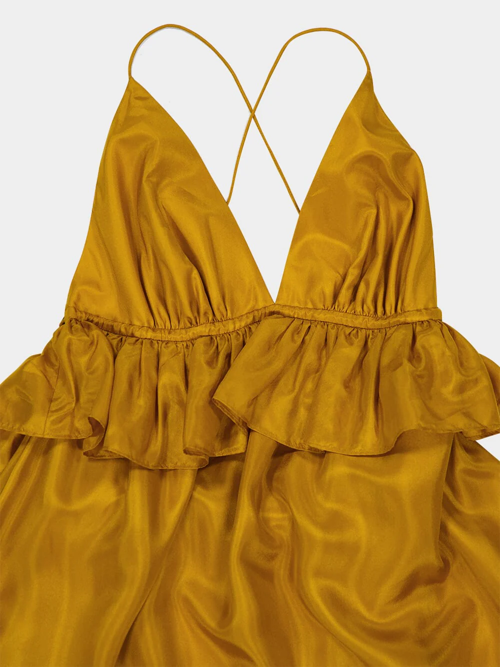 Gold Rhiannon Ruffle Silk Maxi Dress - Image 3