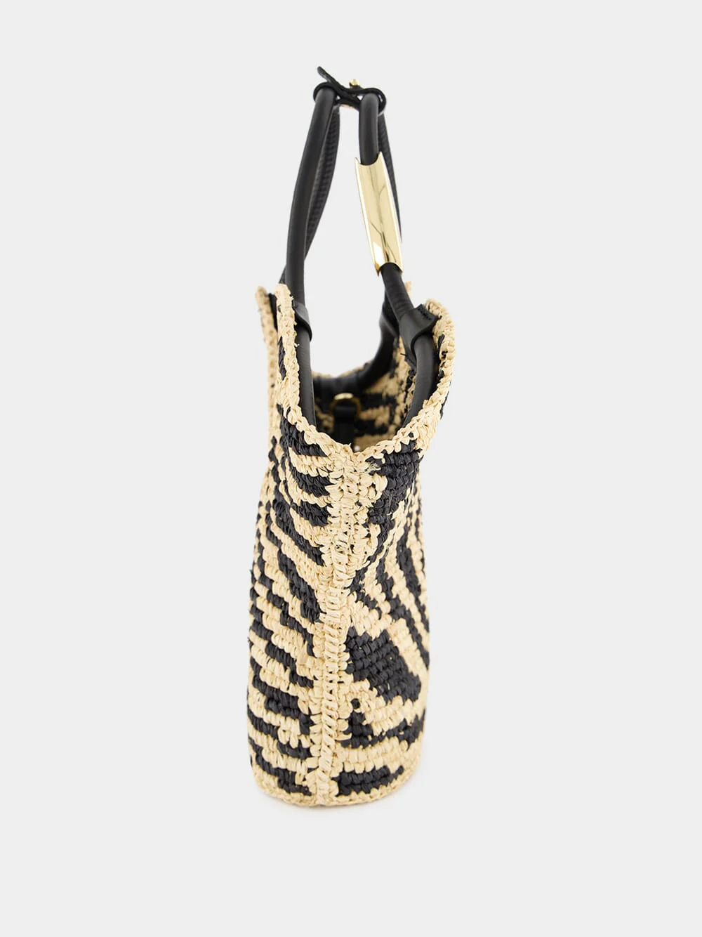 Goldentime Black Zebra Raffia Small Tote - Image 6