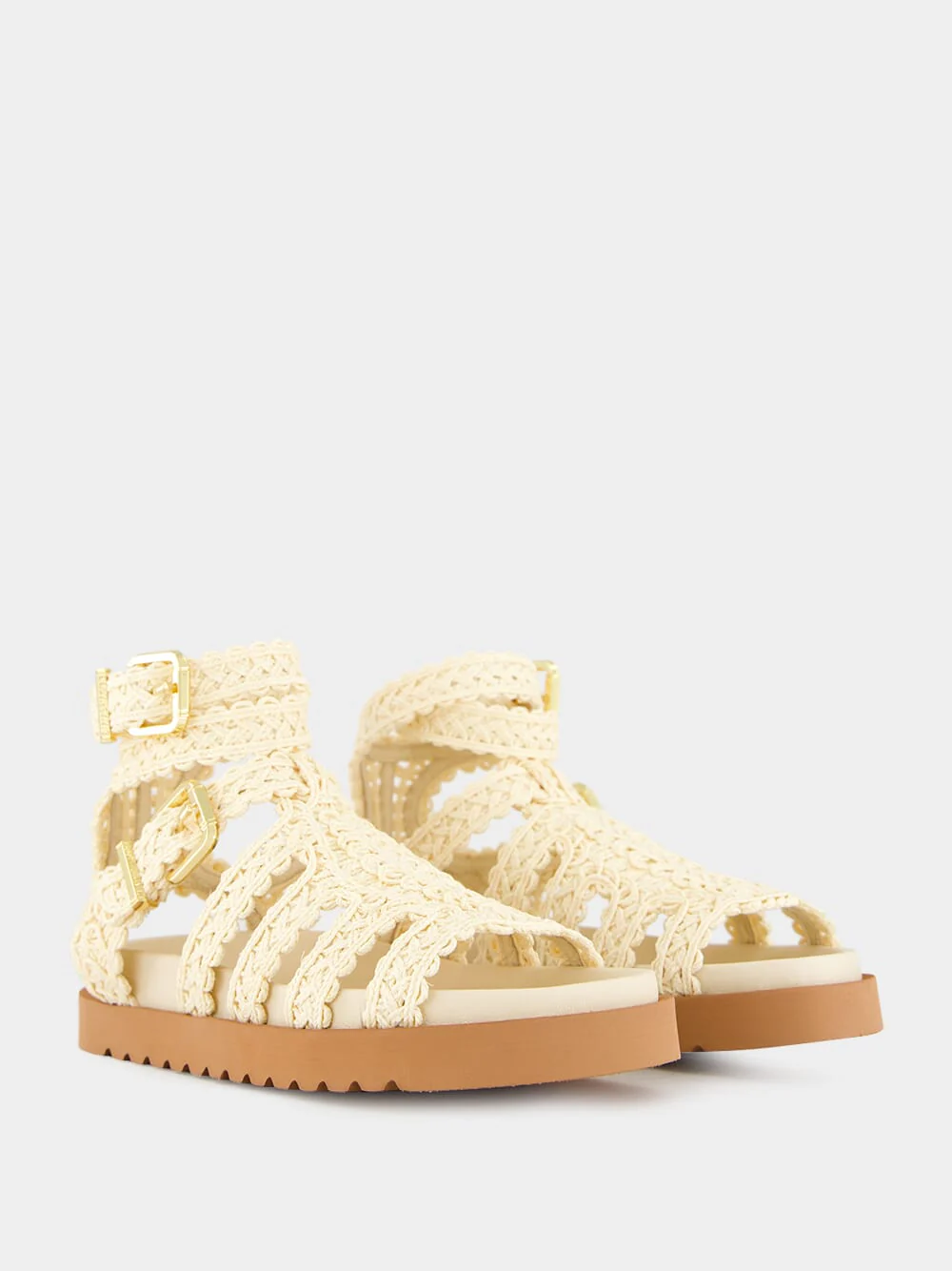 Goldie Gladiator Flat Sandals in Powder - Image 3