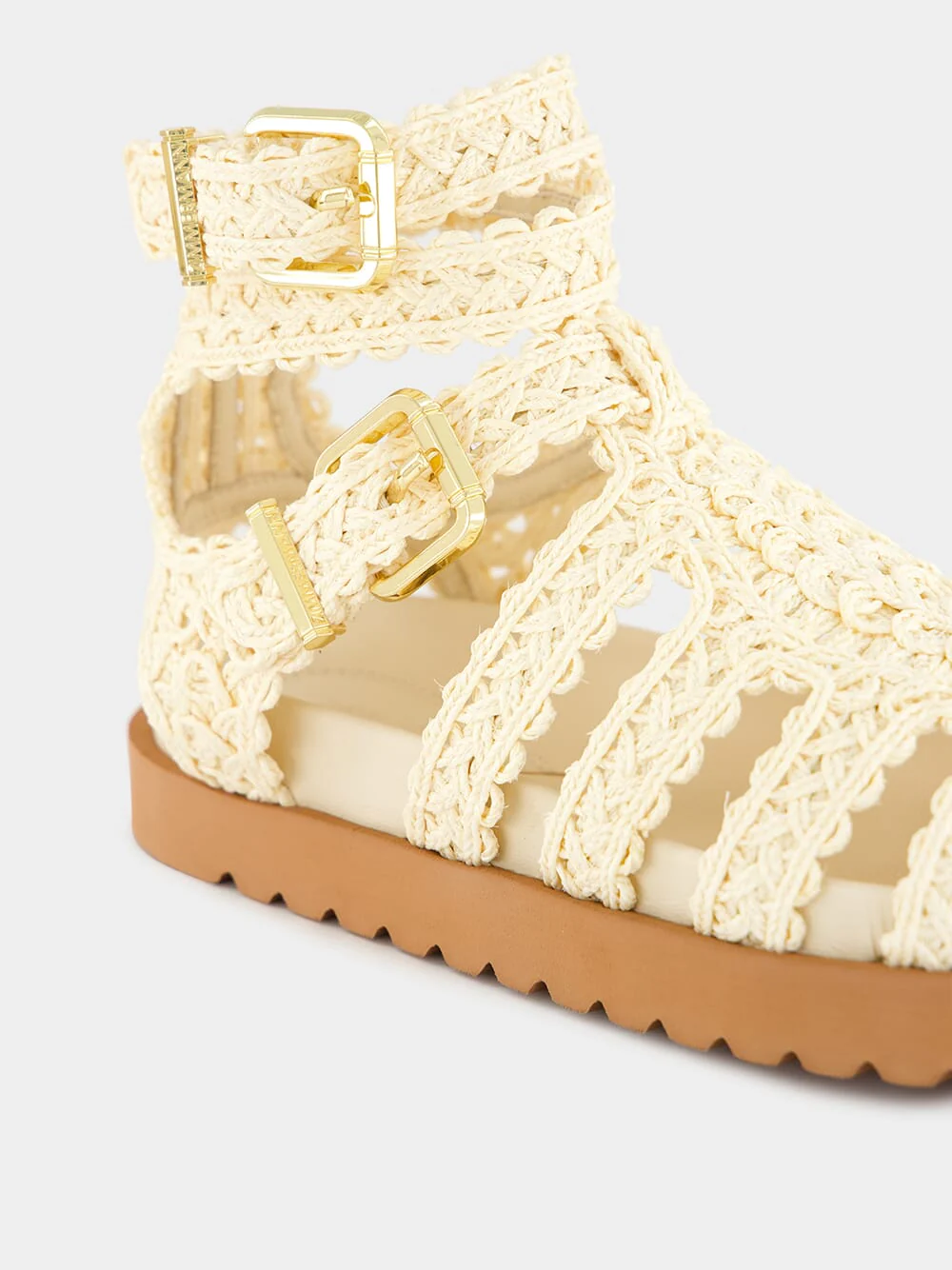 Goldie Gladiator Flat Sandals in Powder - Image 6