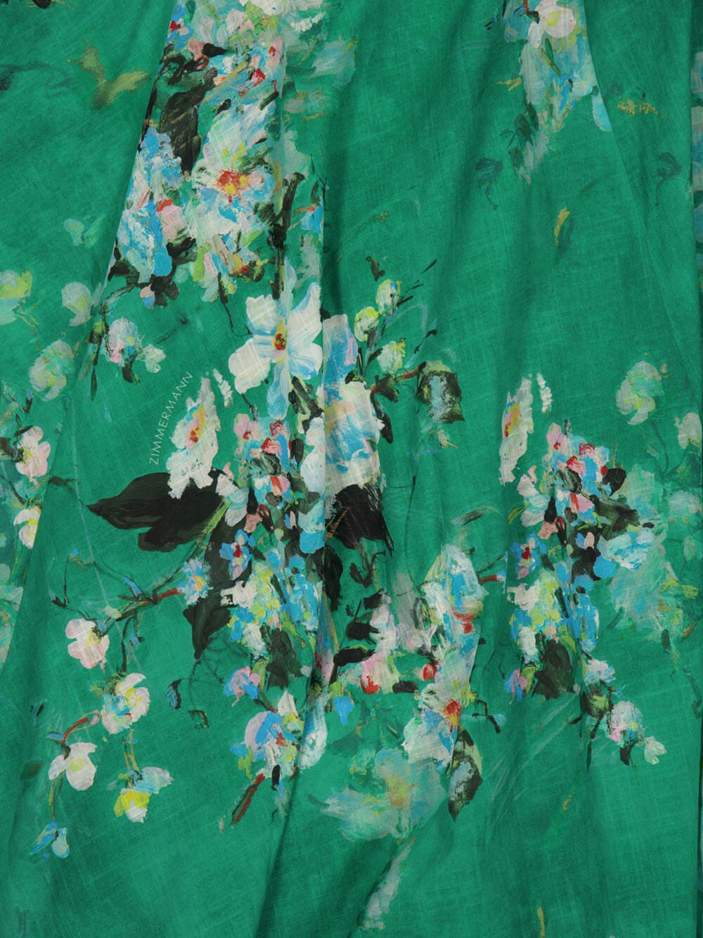 Green Floral Cotton Wrap Midi Dress - Image 4