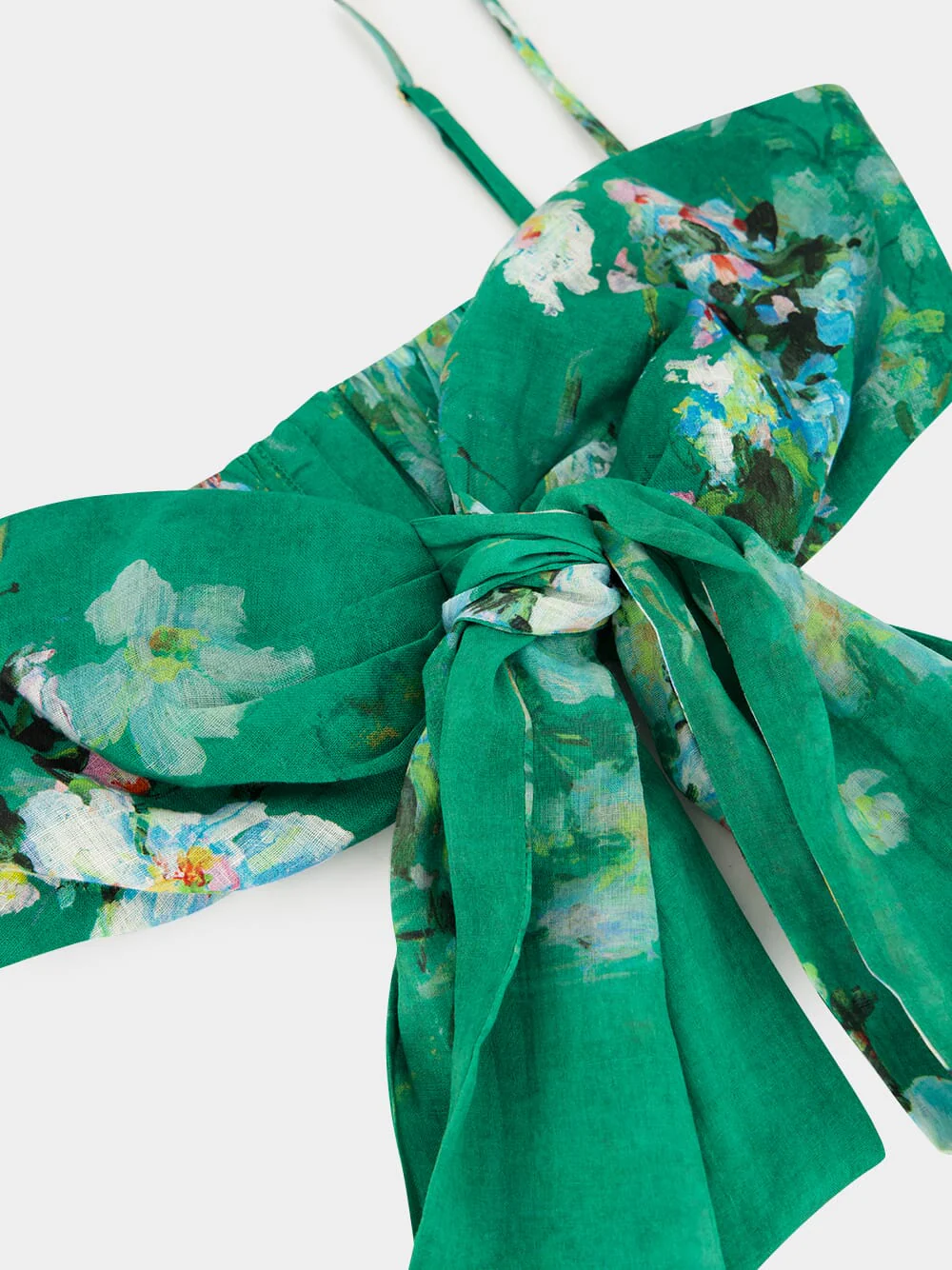 Green Floral Everley Draped Bow Bralette - Image 3
