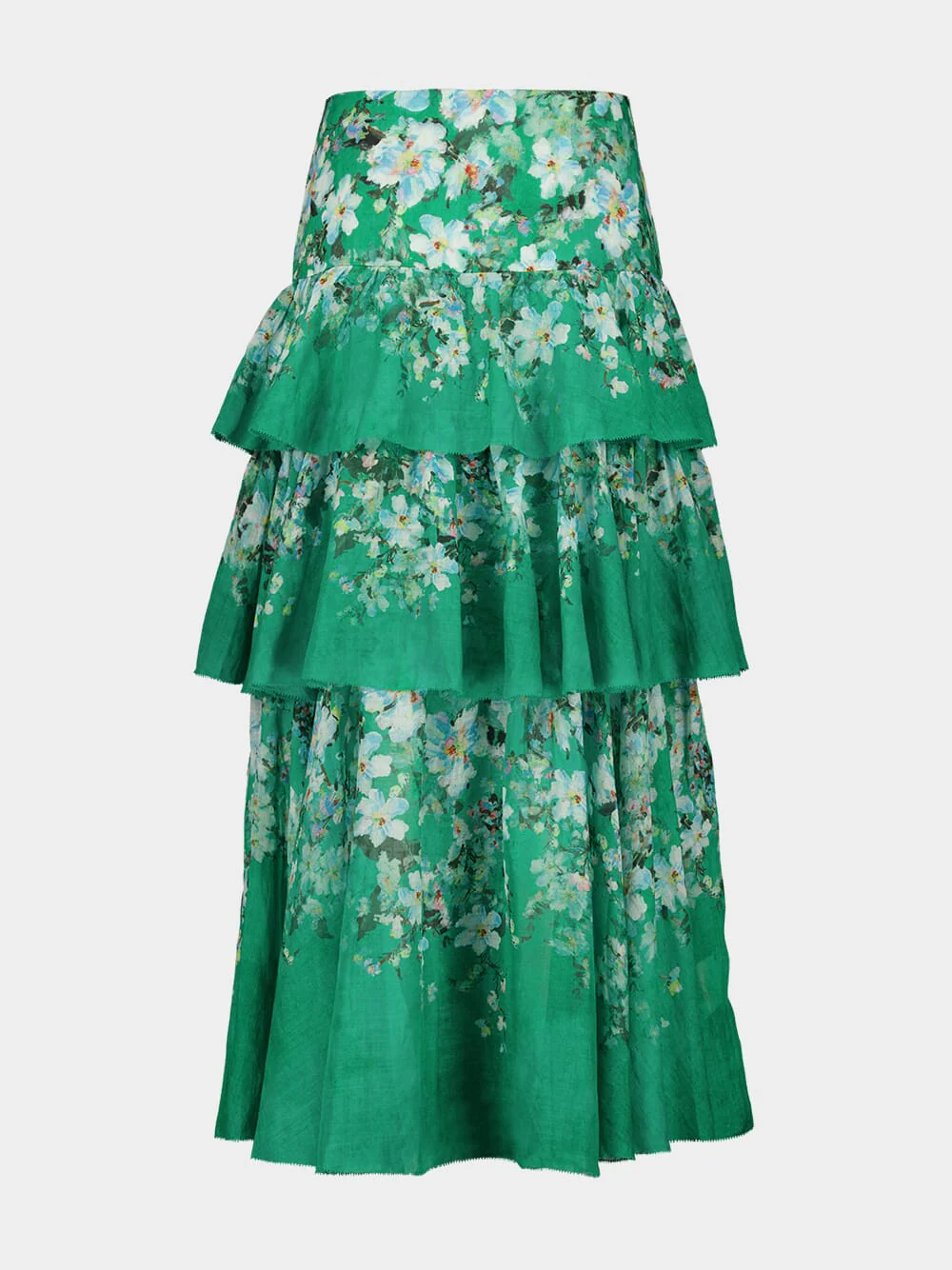 Green Floral Everley Tiered Midi Skirt - Image 5