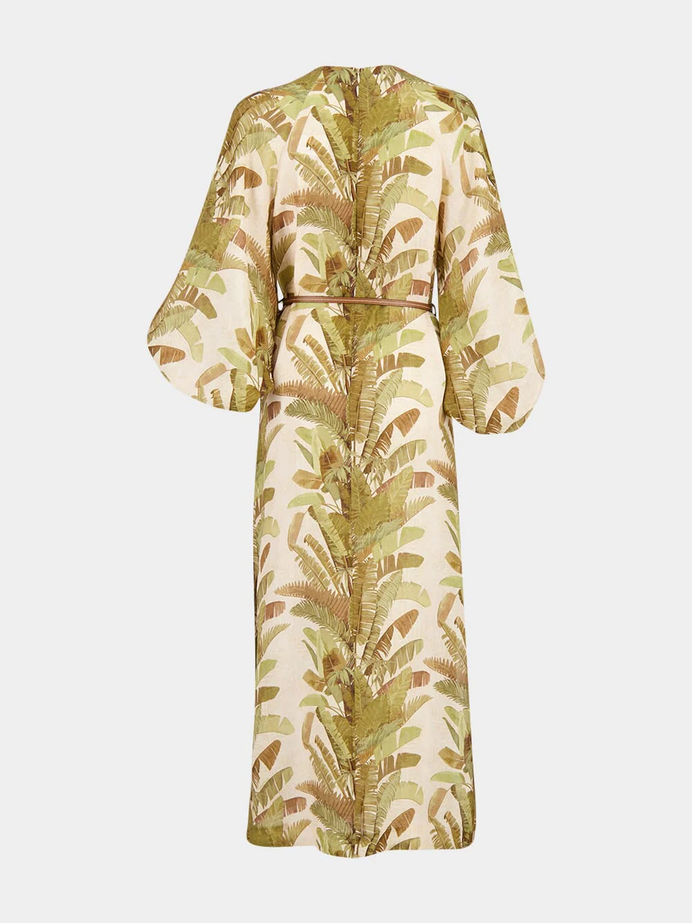 Green Palm Ascension Linen Midi Dress - Image 3