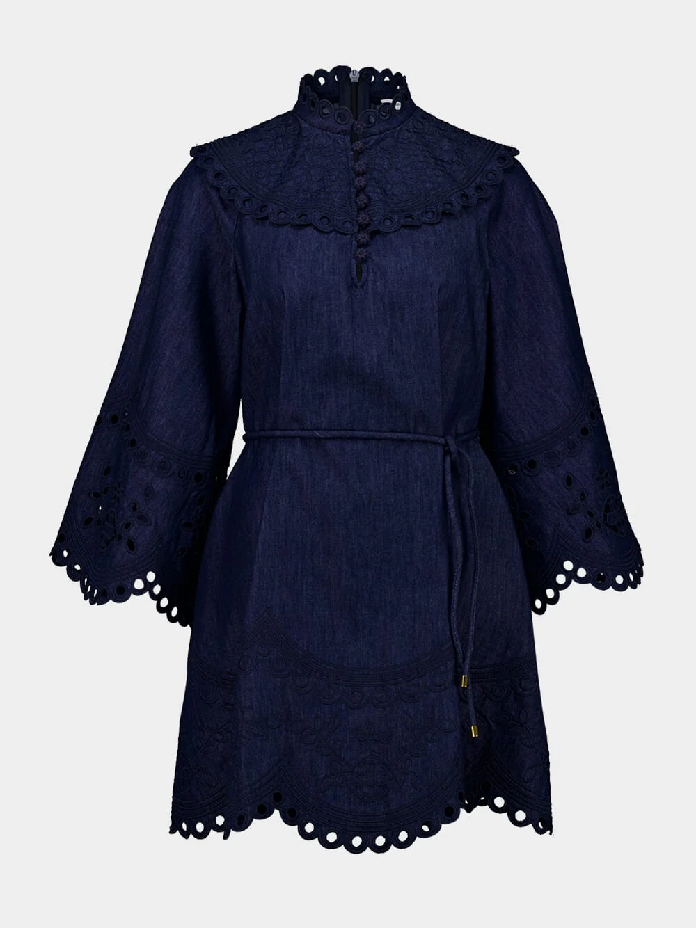 Ink Blue Mahon Broderie Denim Mini Dress