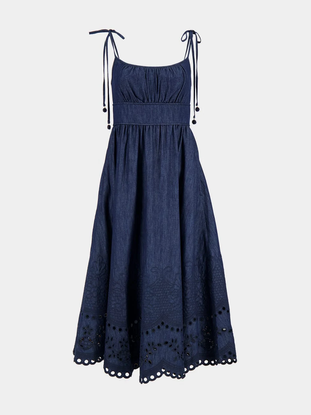 Ink Broderie Denim Midi Dress