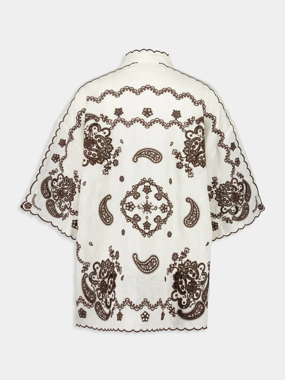 Ivory Chocolate Ascension Embroidered Shirt - Image 4