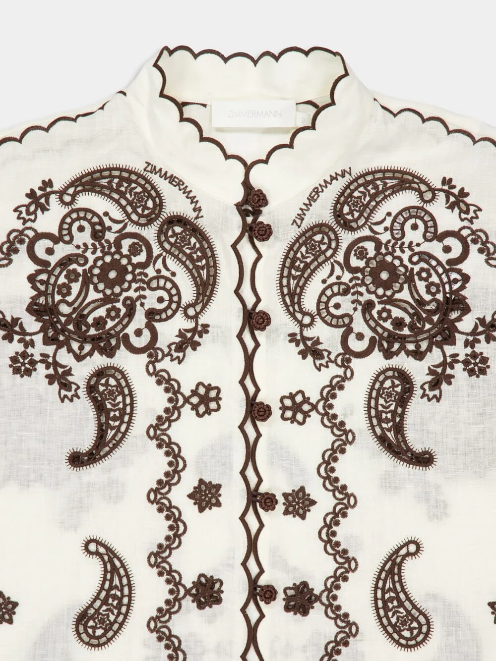 Ivory Chocolate Ascension Embroidered Shirt - Image 5