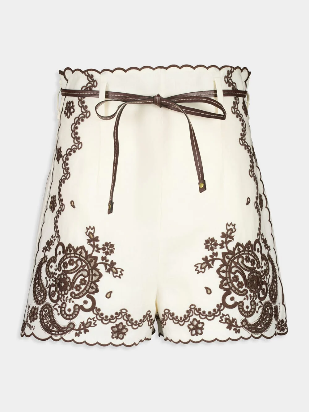 Ivory Chocolate Ascension Embroidered Shorts