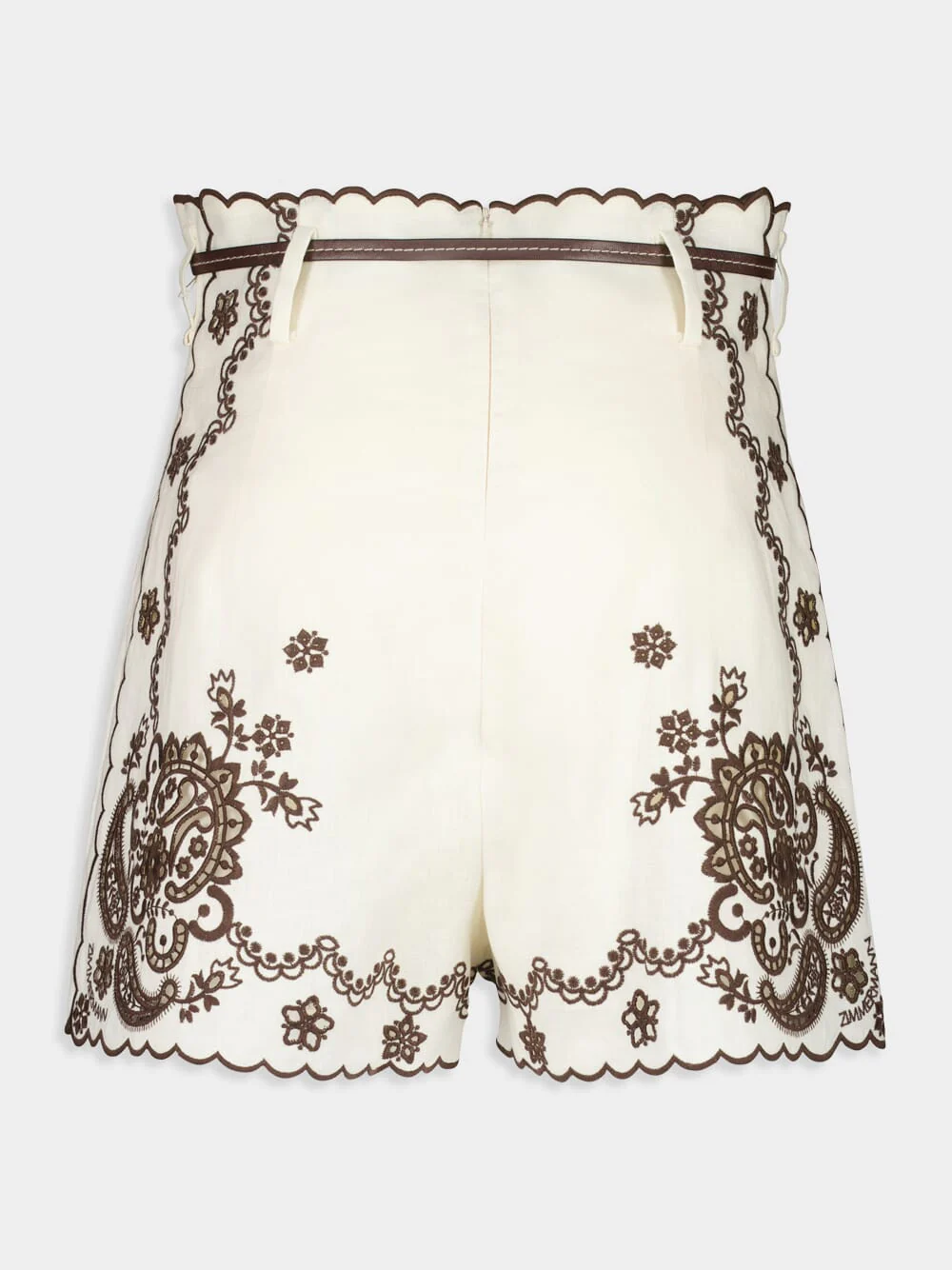 Ivory Chocolate Ascension Embroidered Shorts - Image 3