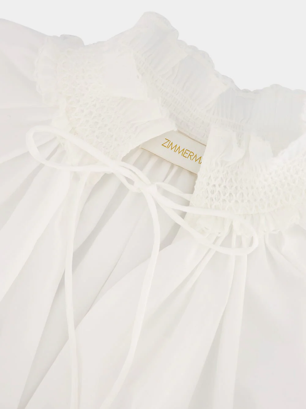Ivory Lace Trim Shirred Blouse - Image 6