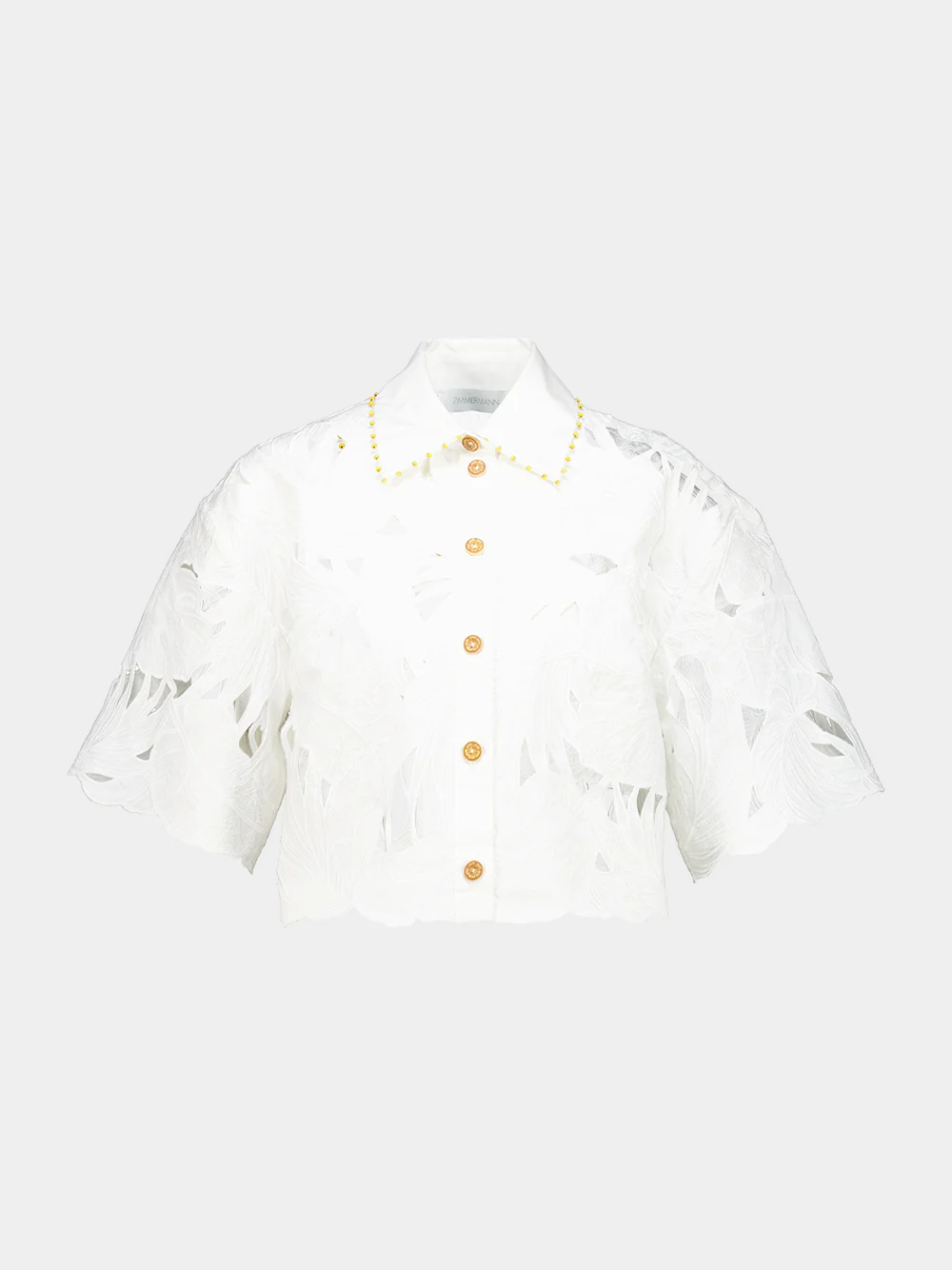 Ivory Mahon Embroidered Crop Shirt