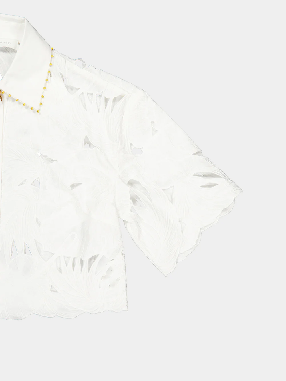 Ivory Mahon Embroidered Crop Shirt - Image 6
