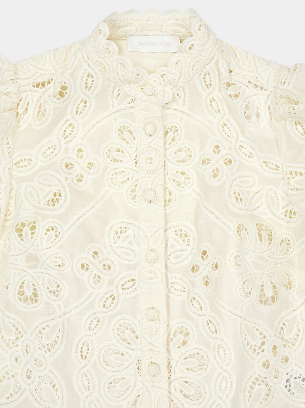 Ivory Rhiannon Embroidered High-Neck Blouse - Image 3